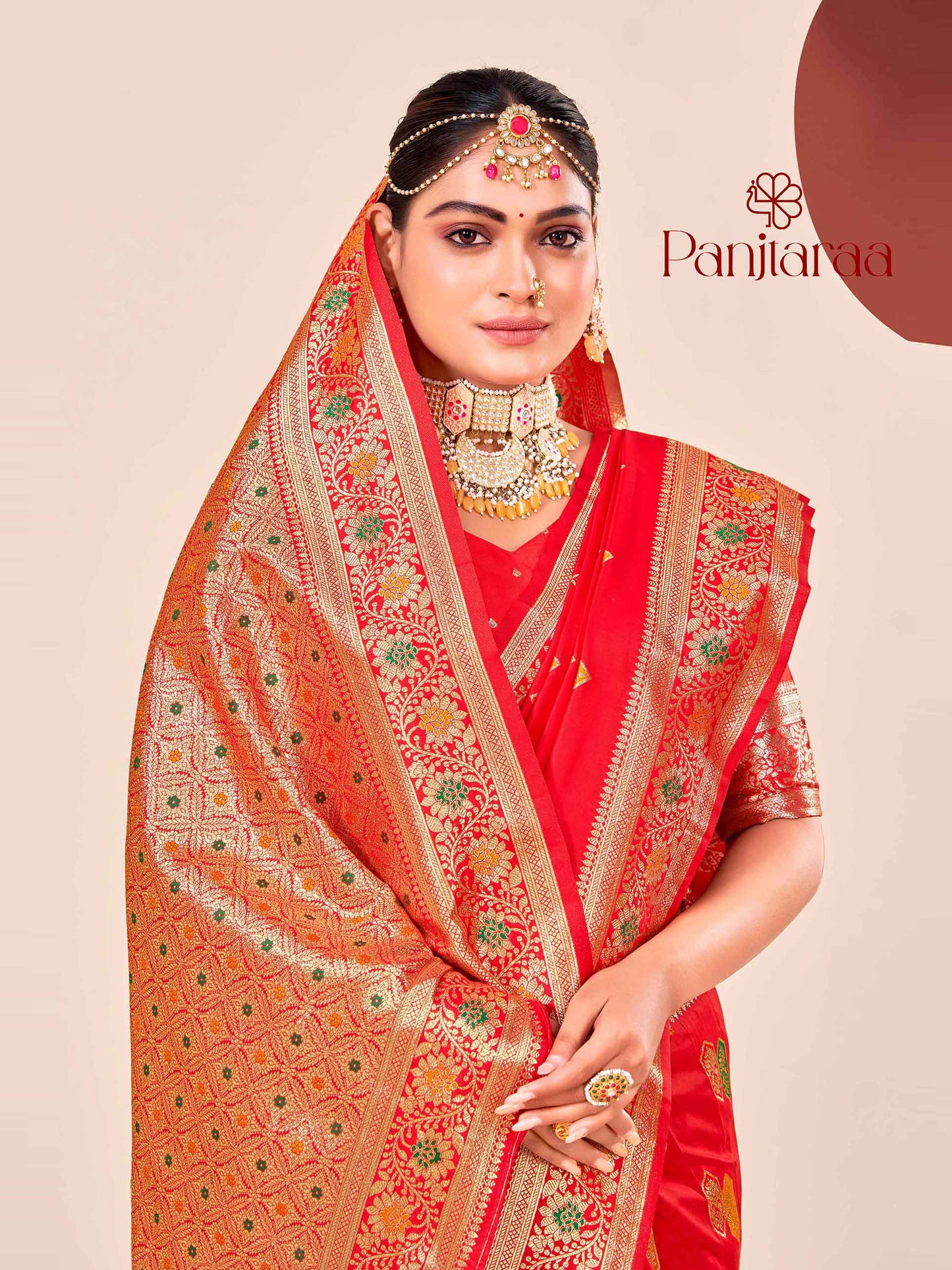 Red Banarasi Zari Woven Katan Silk Saree