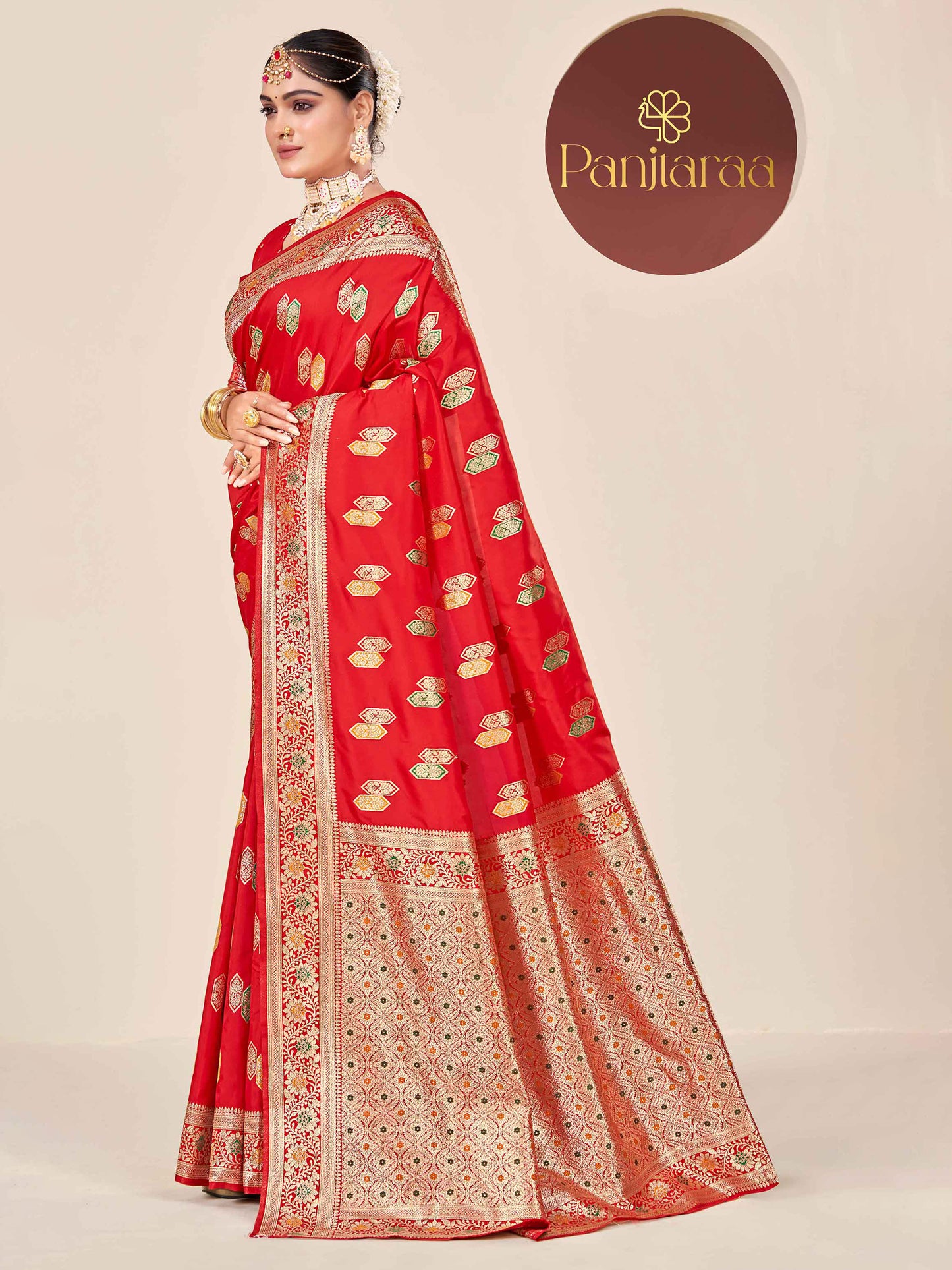 Red Banarasi Zari Woven Katan Silk Saree