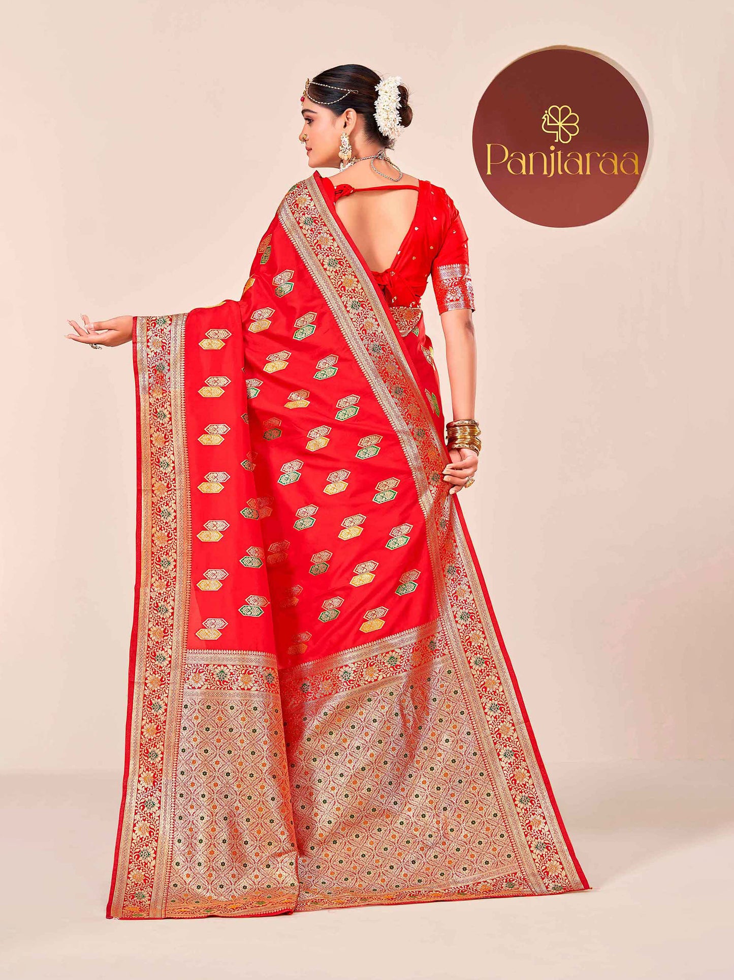 Red Banarasi Zari Woven Katan Silk Saree
