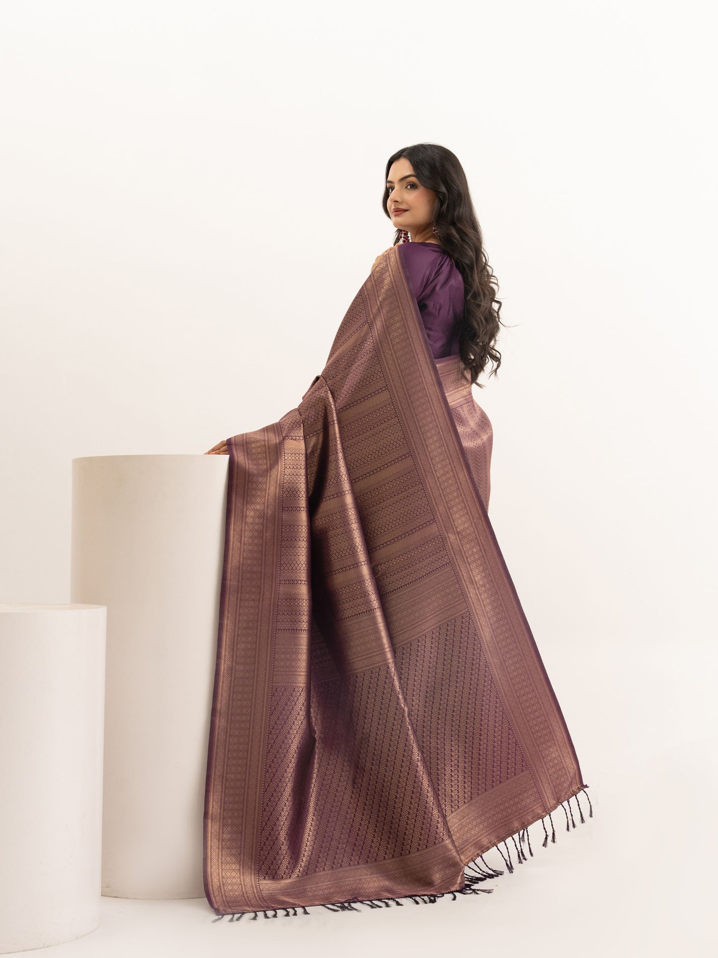 Majenta Brown Kanjivaram Silk Saree