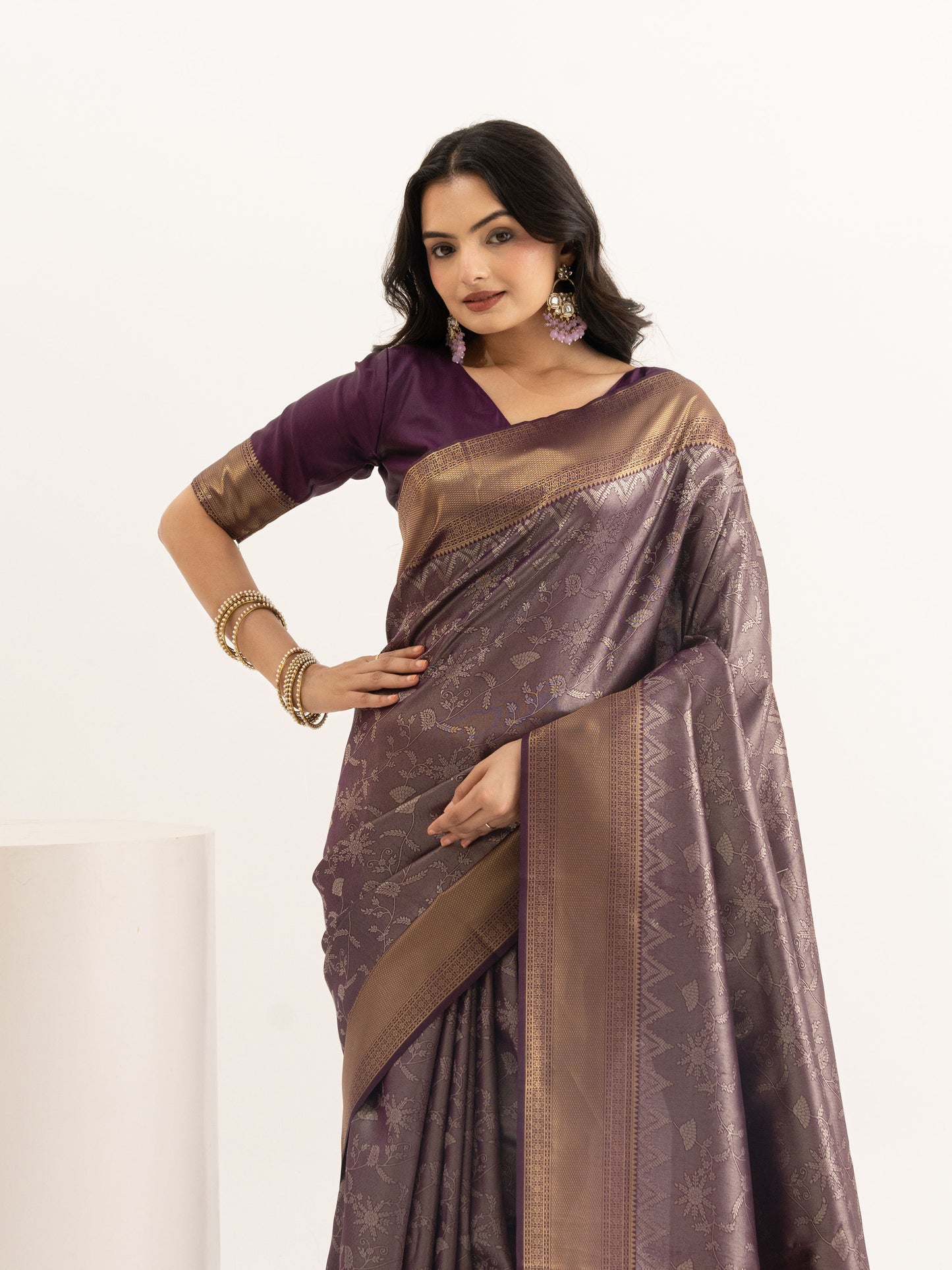Deep Mauve Kanjivaram Silk Saree