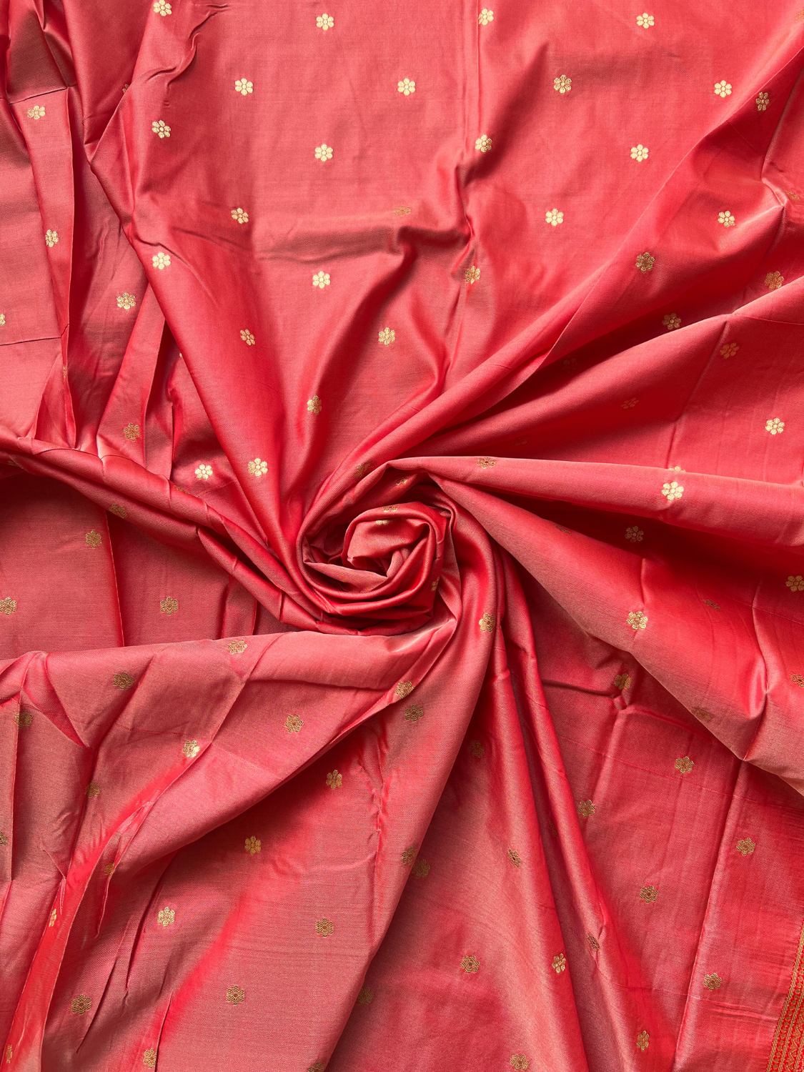 Cream and Red Zari Woven Silk Saree for Durga Puja