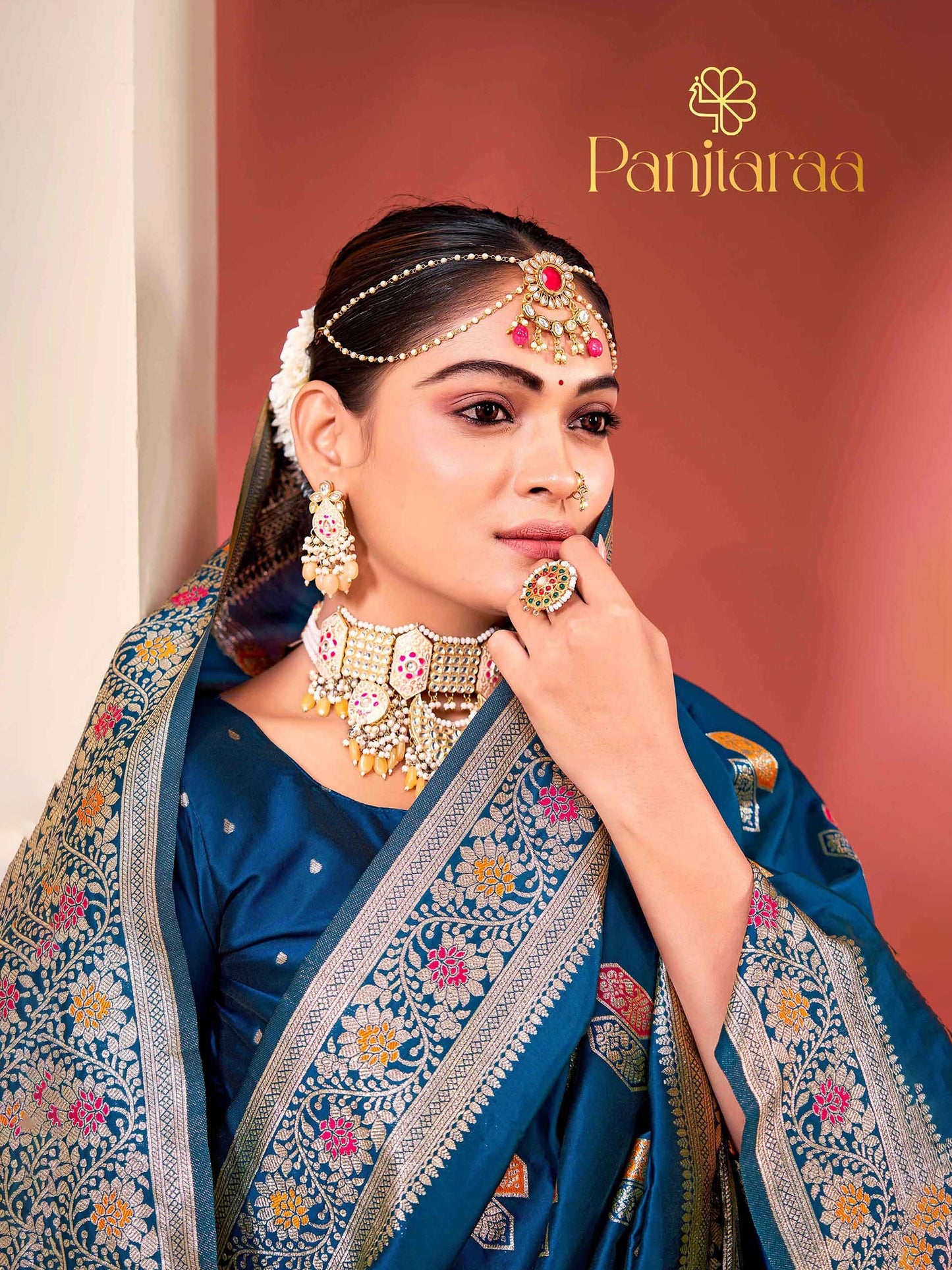 Navy Blue Banarasi Zari Woven Katan Silk Saree