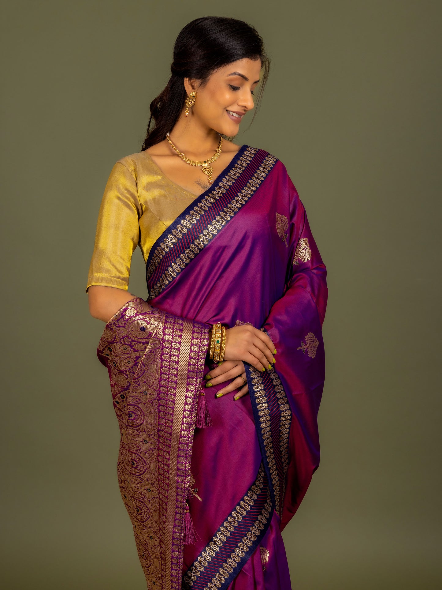 Majanta Banarasi Katan Silk Saree