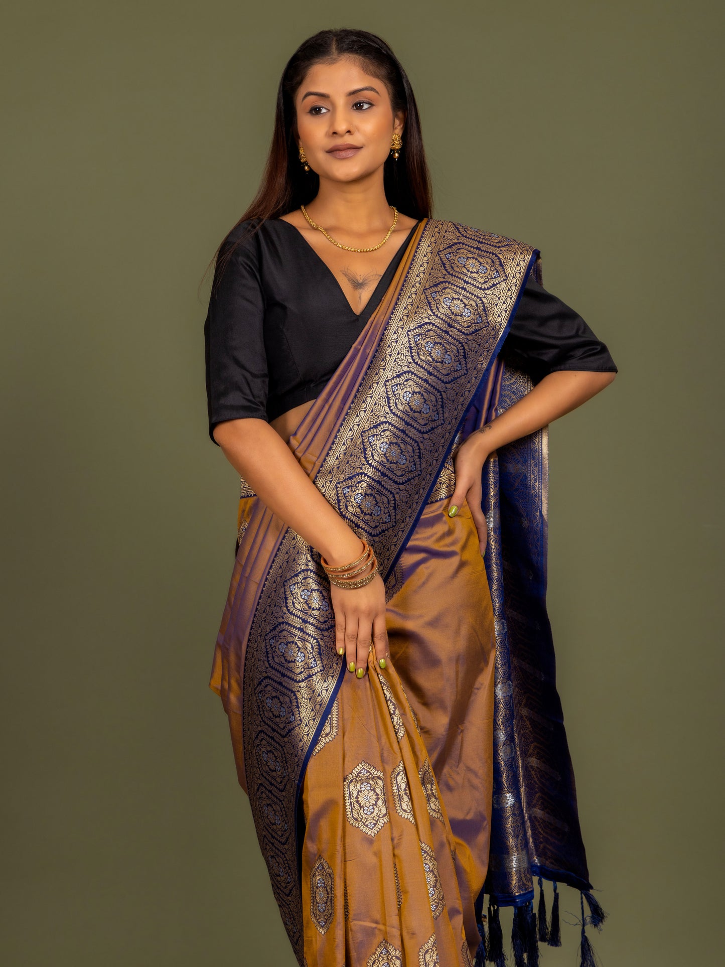 Fern Mustard South Soft Silk Saree