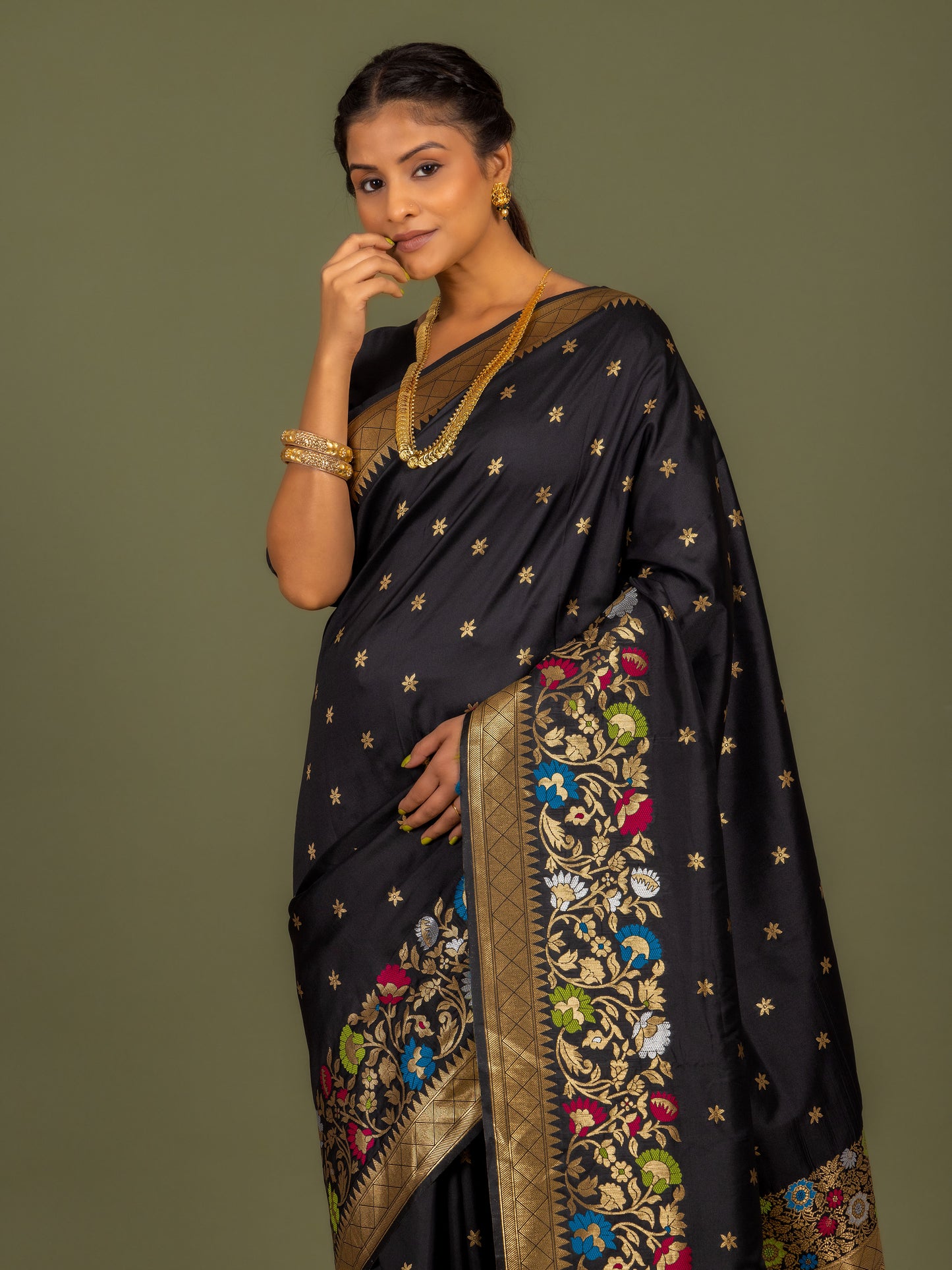Z Black Banarasi Katan Silk Saree