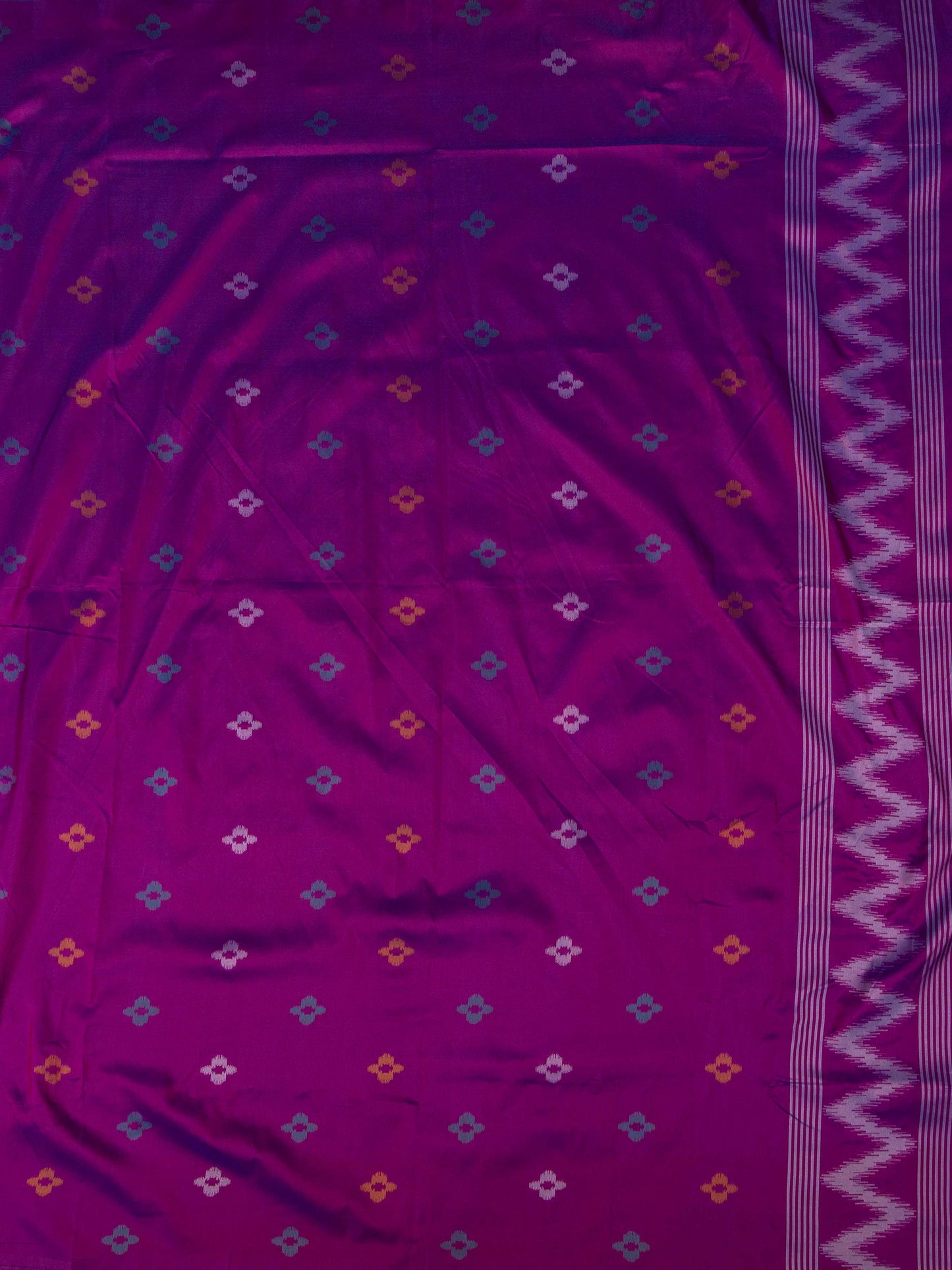 Blue And Purple Pochampalli Ikat Silk Saree
