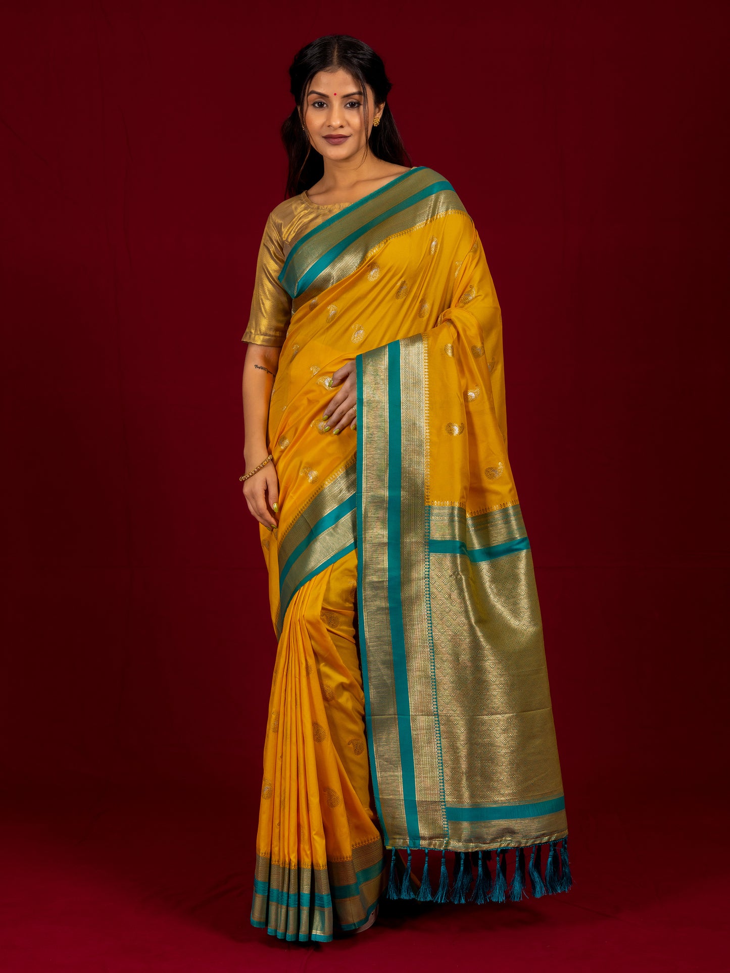 Canary Gold South Soft Silk Saree