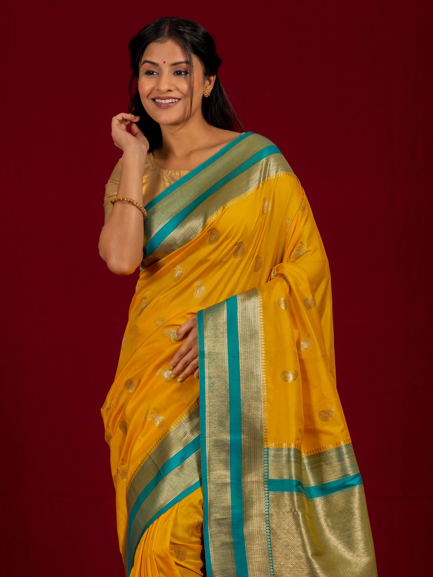 Canary Gold South Soft Silk Saree