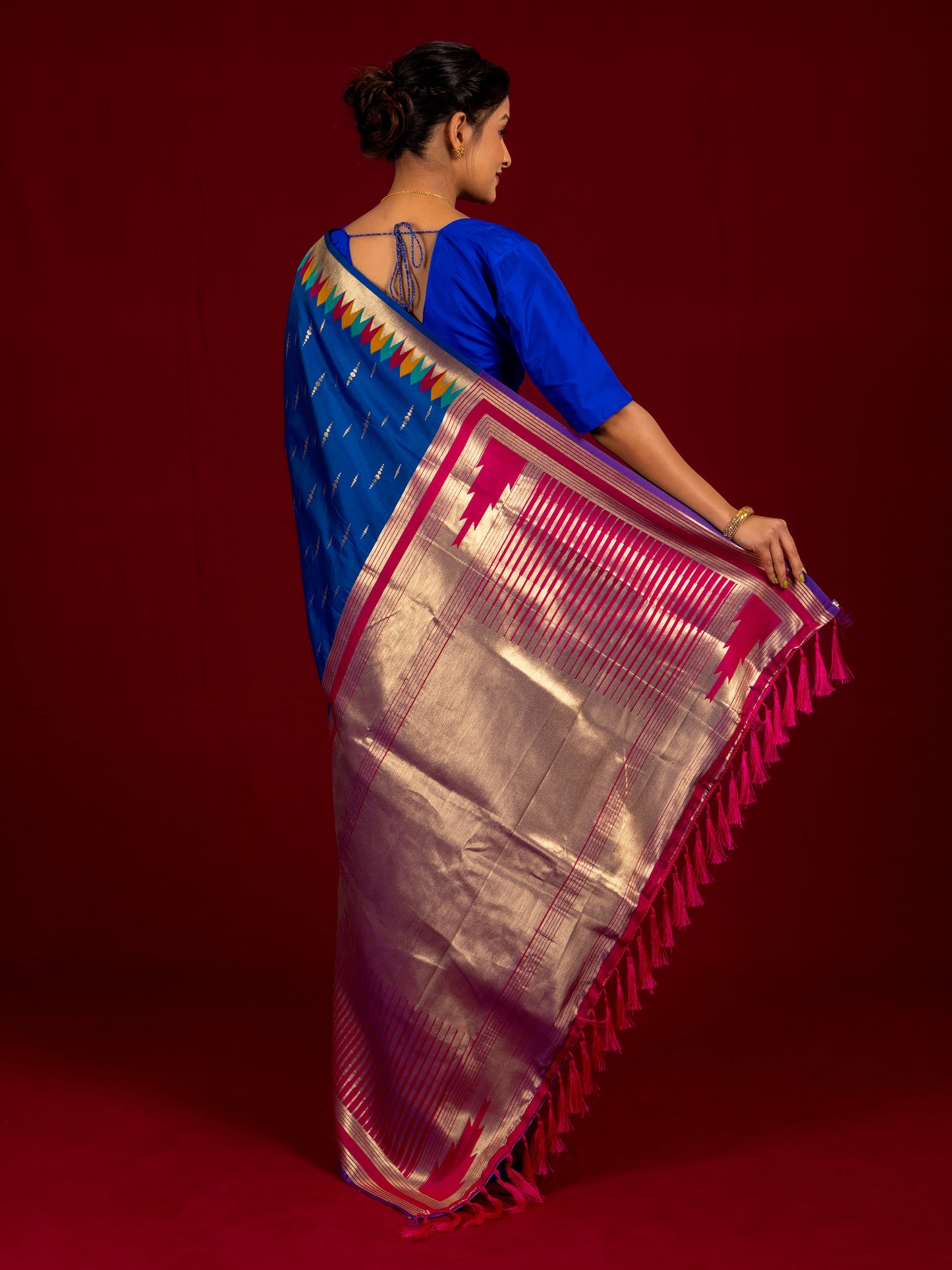 Antique Blue Katan Silk Saree