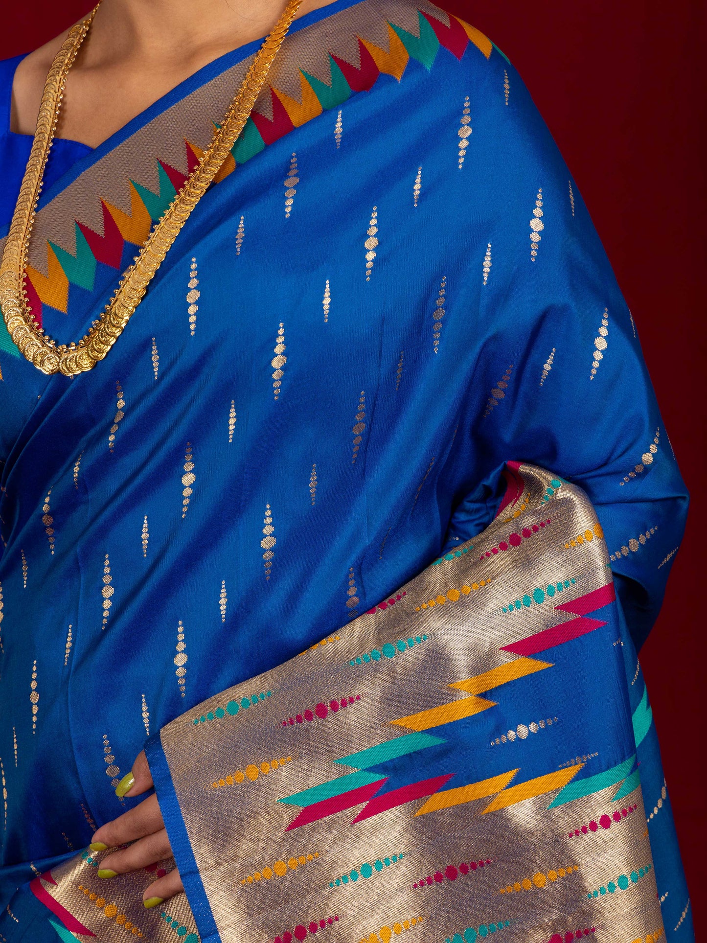 Antique Blue Katan Silk Saree