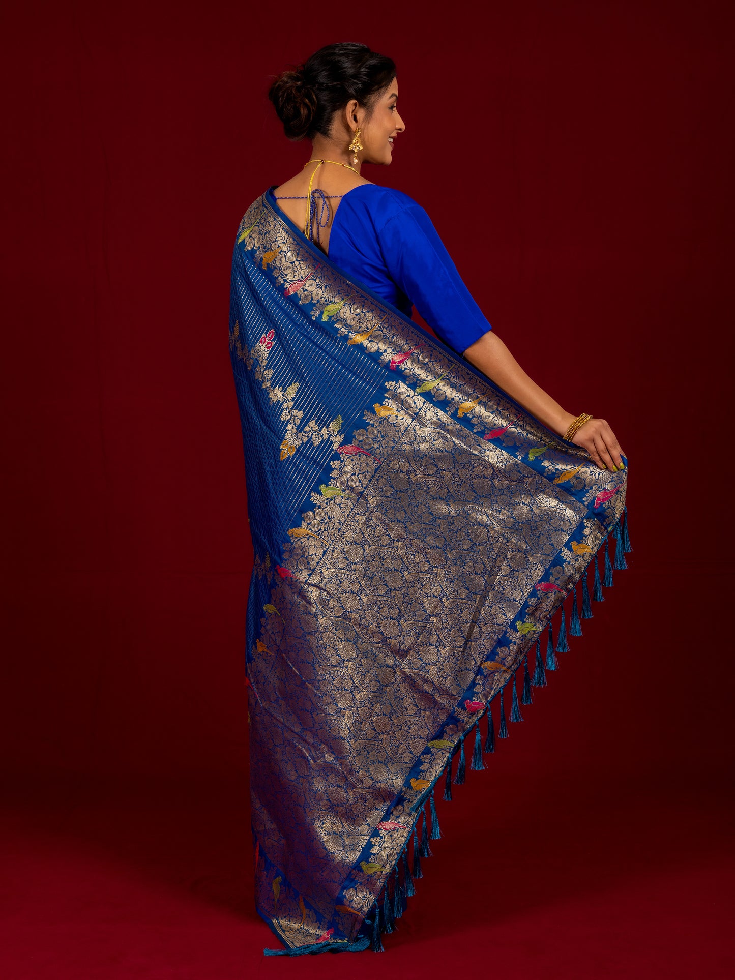 Blue Woven Katan Silk Saree