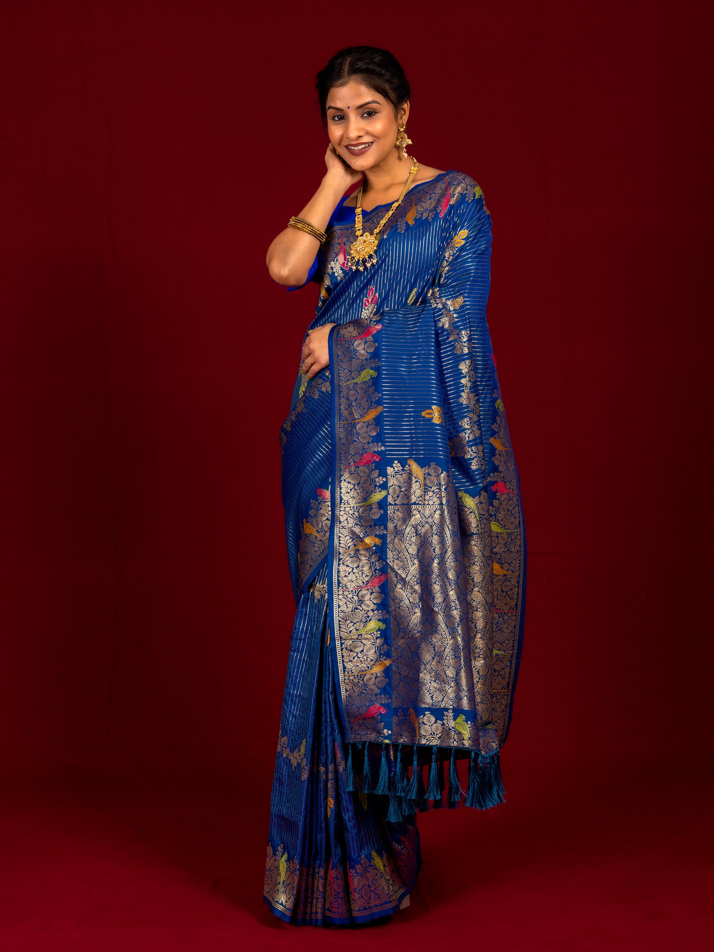 Blue Woven Katan Silk Saree