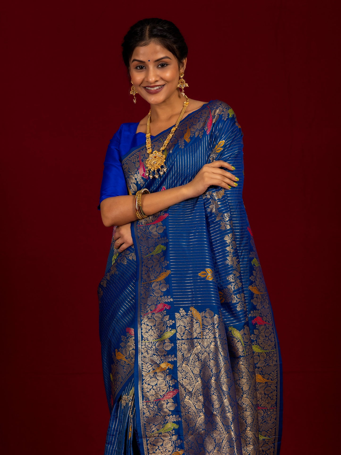 Blue Woven Katan Silk Saree