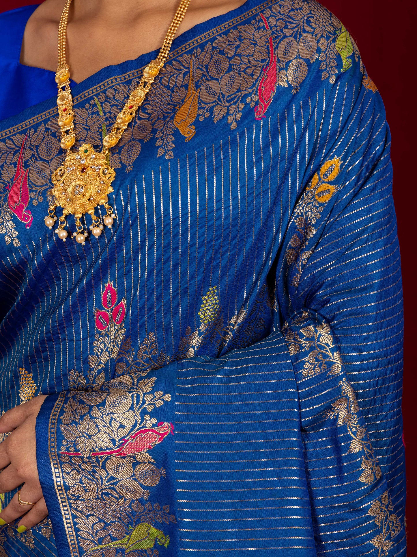 Blue Woven Katan Silk Saree