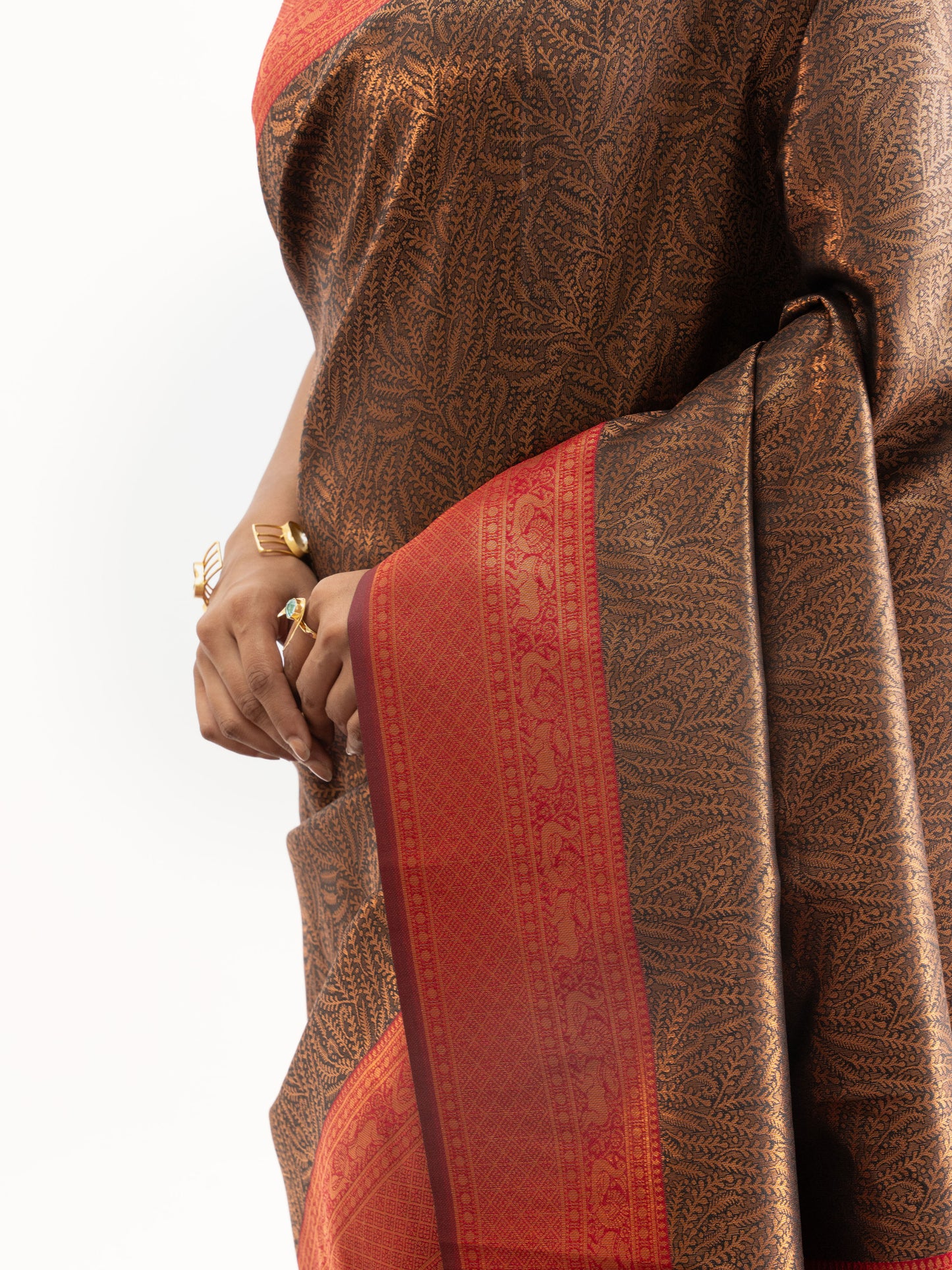 Traditional Copper Brown & Maroon Kanjivaram Silk Saree