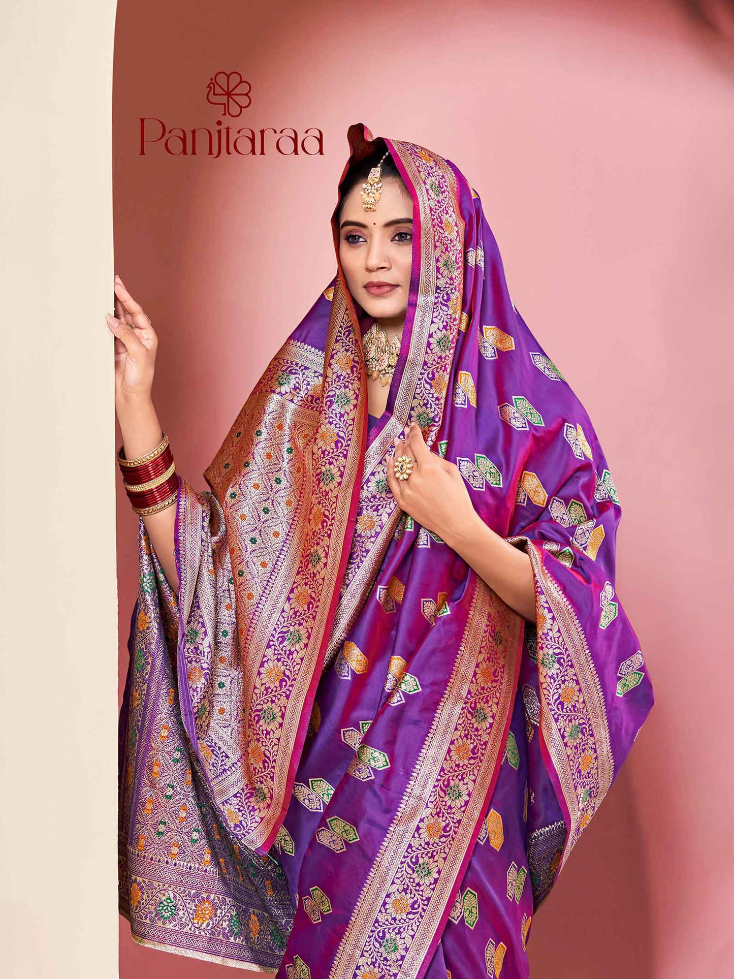 Purple Banarasi Zari Woven Katan Silk Saree