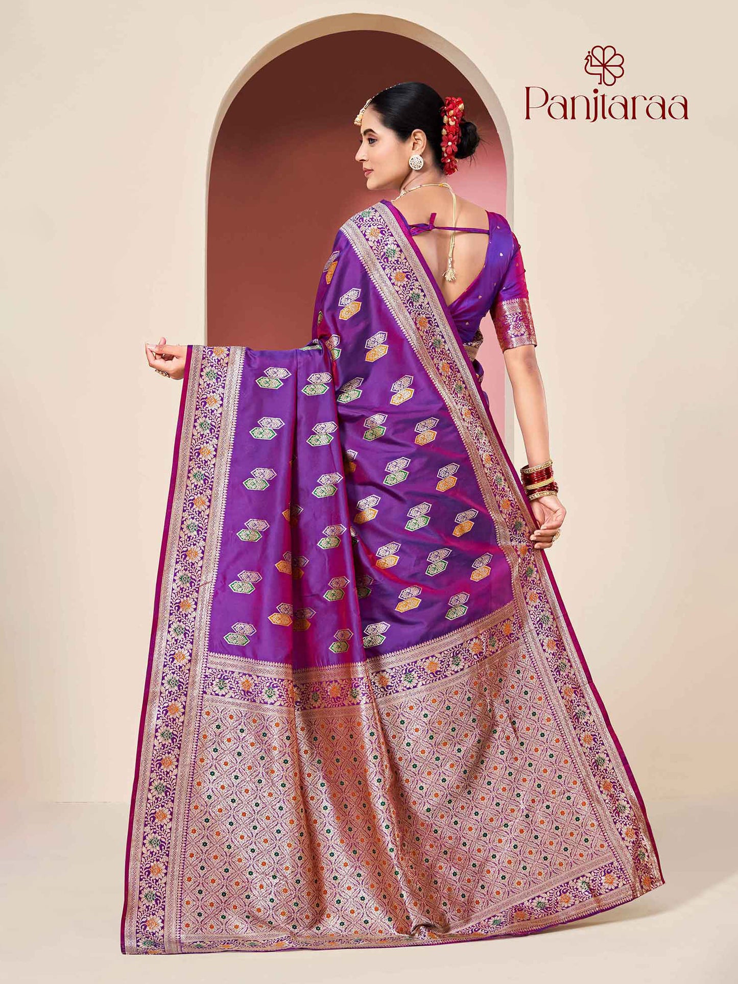 Purple Banarasi Zari Woven Katan Silk Saree