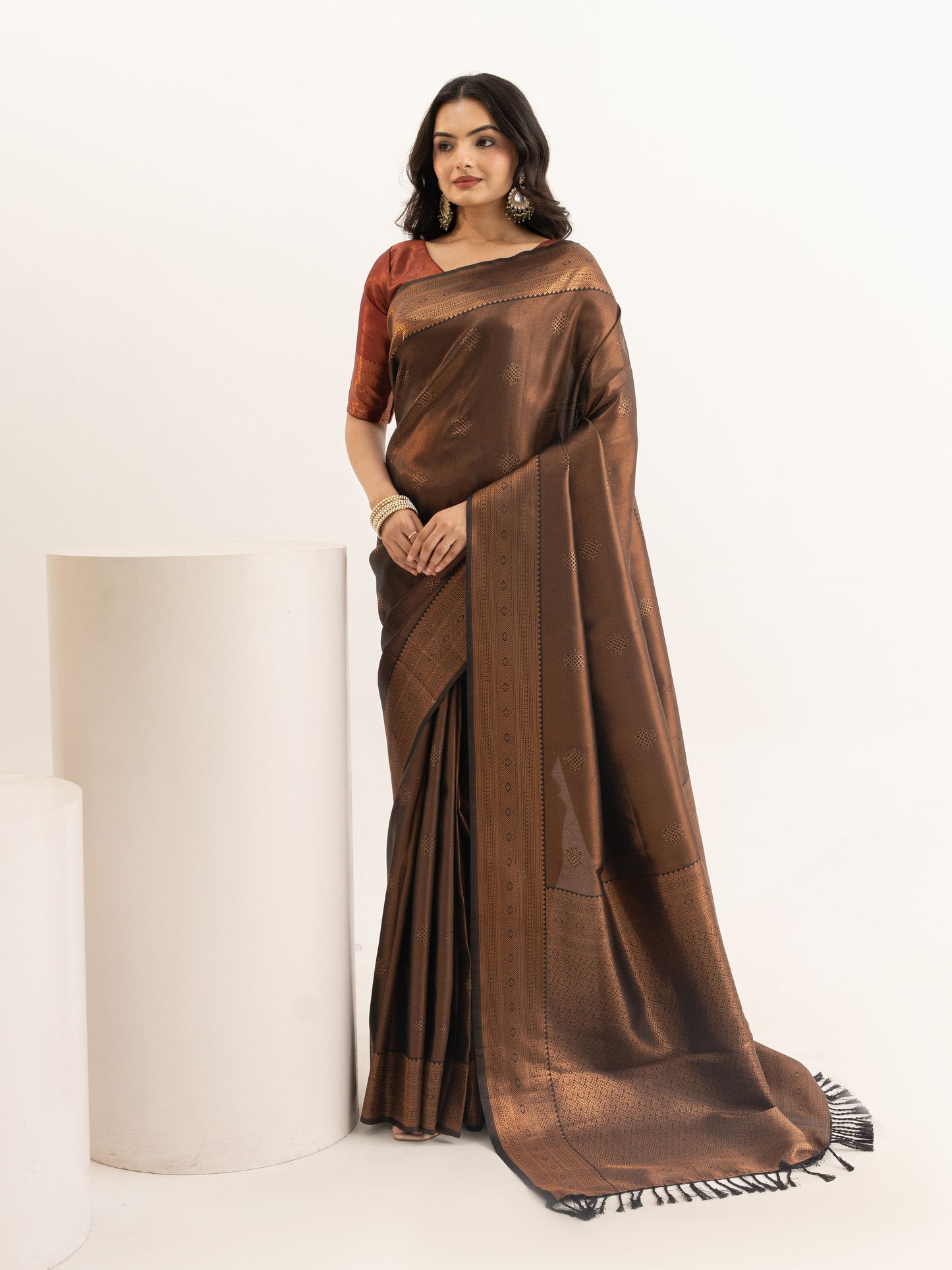 Brown Kanjeevaram Silk Saree