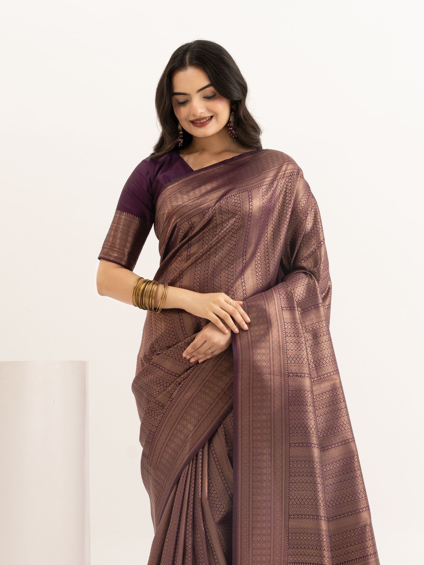 Majenta Brown Kanjivaram Silk Saree