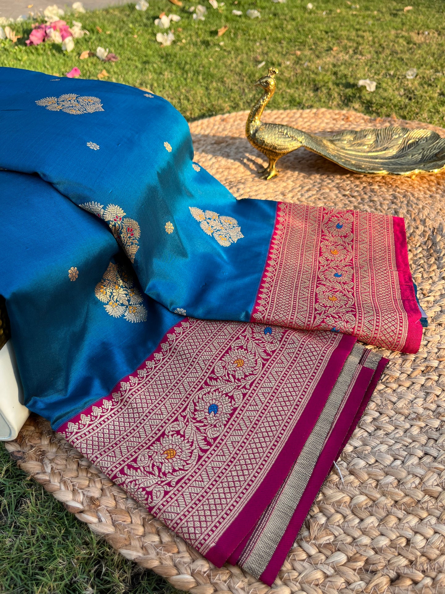 Royal Blue Zari Woven Soft Silk Saree