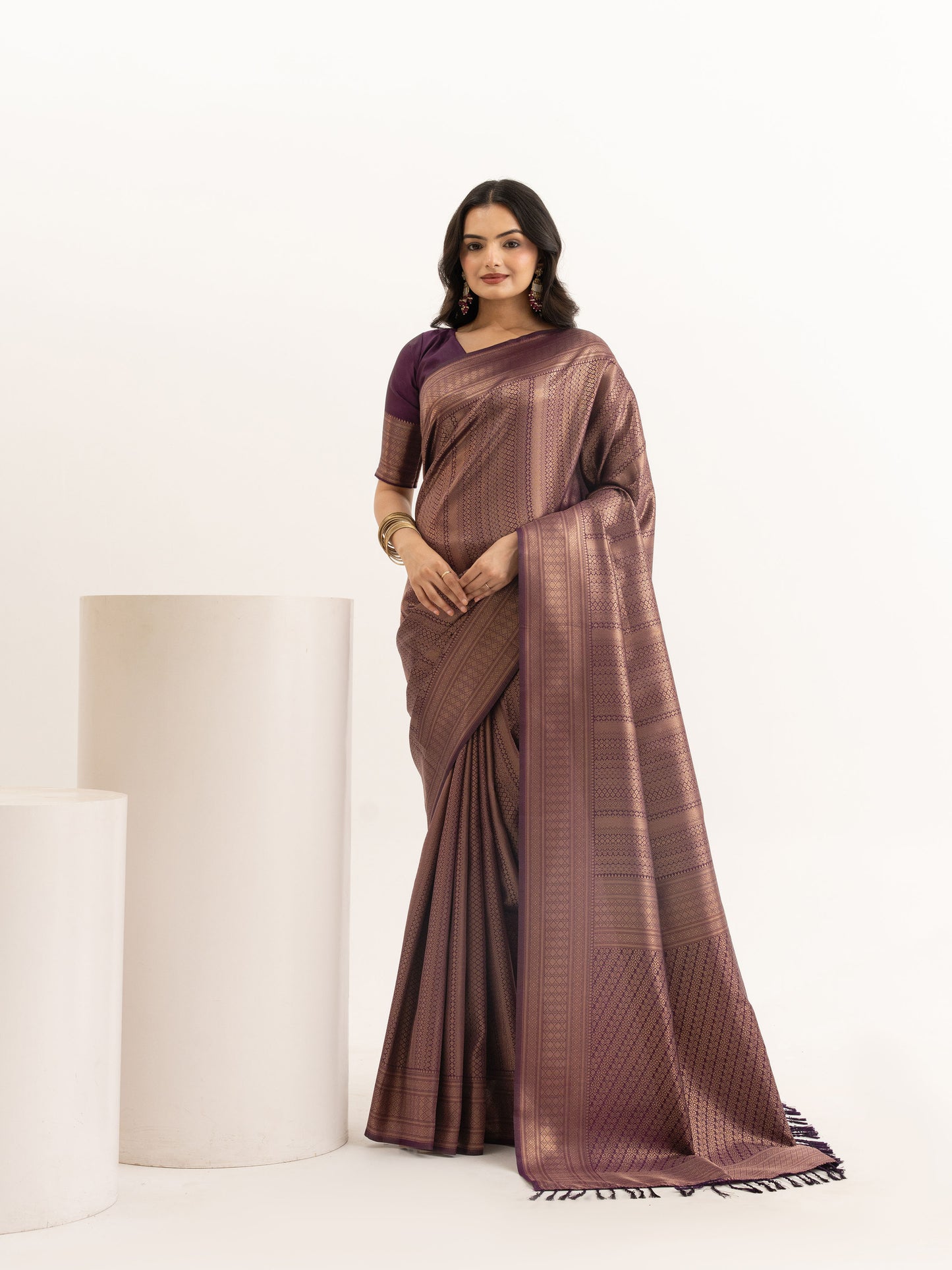 Majenta Brown Kanjivaram Silk Saree