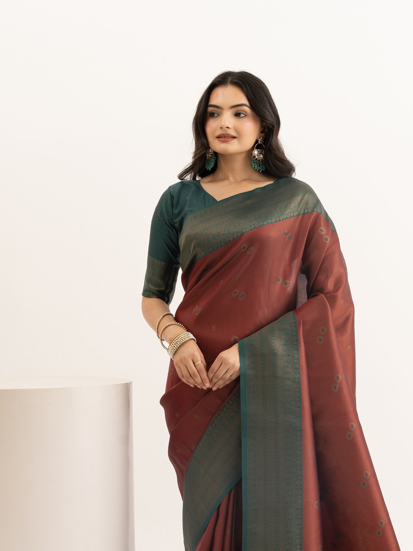 Garnet Grove Kanjivaram Silk Saree