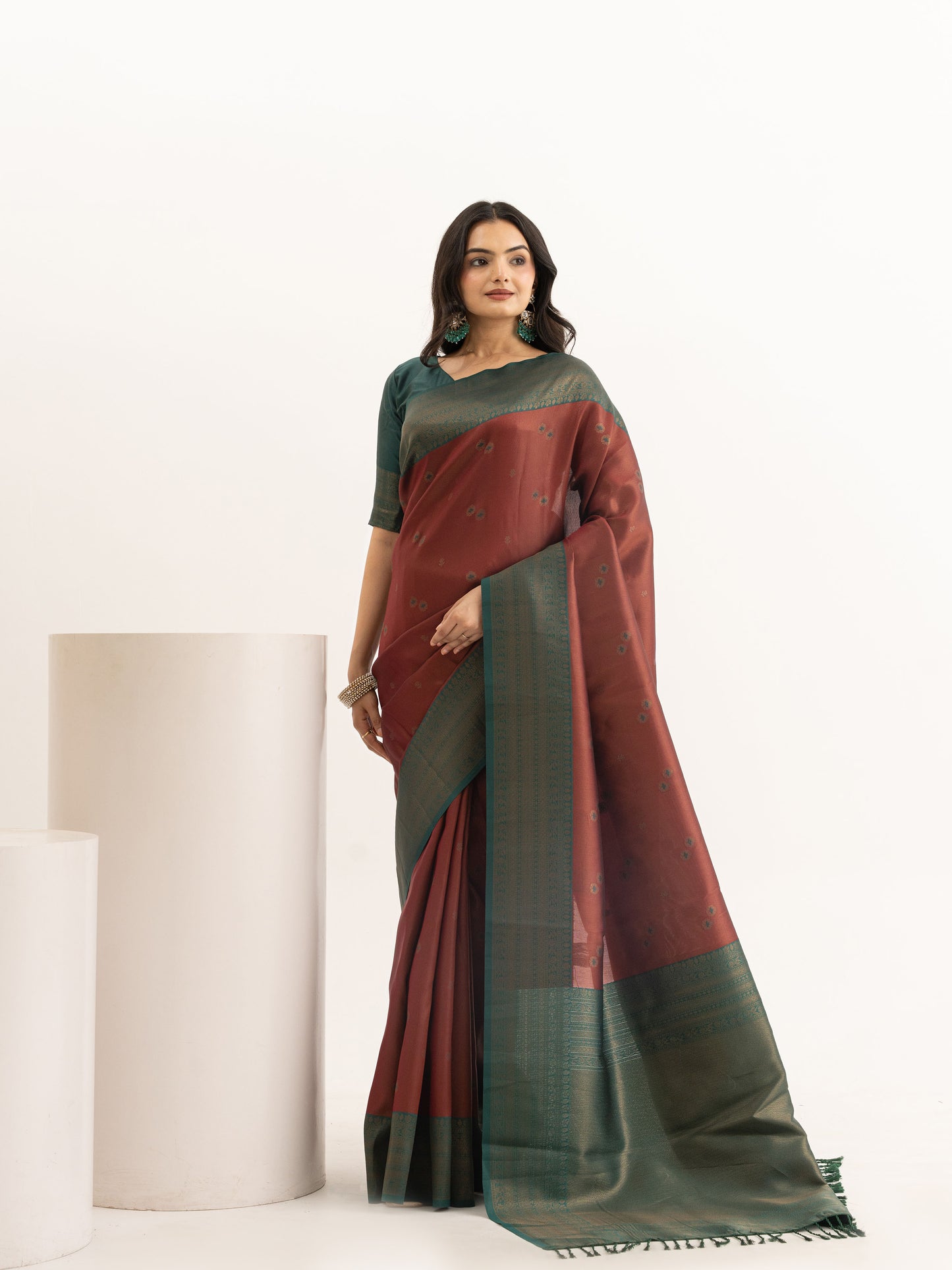 Garnet Grove Kanjivaram Silk Saree
