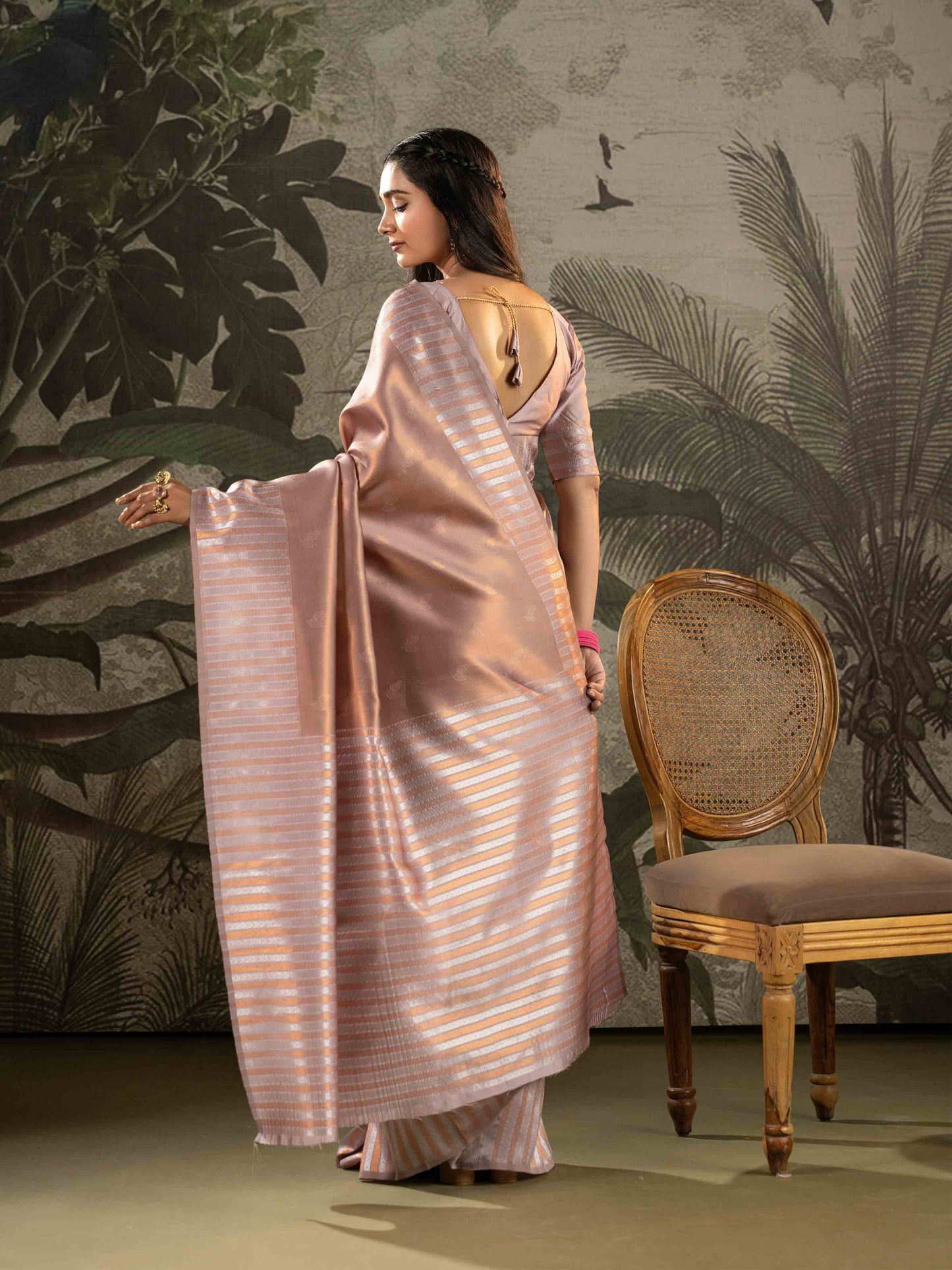 Blush Pink Tissue Silk Saree