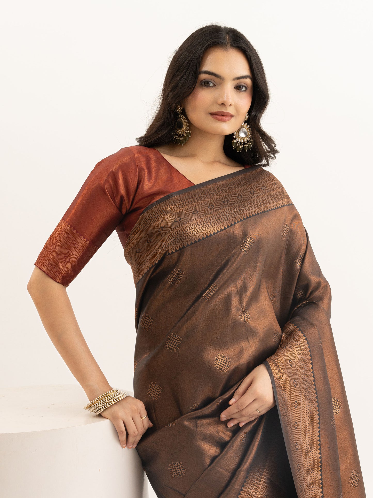 Brown Kanjeevaram Silk Saree