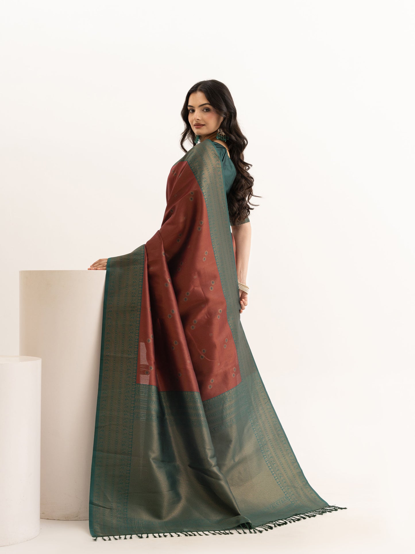 Garnet Grove Kanjivaram Silk Saree