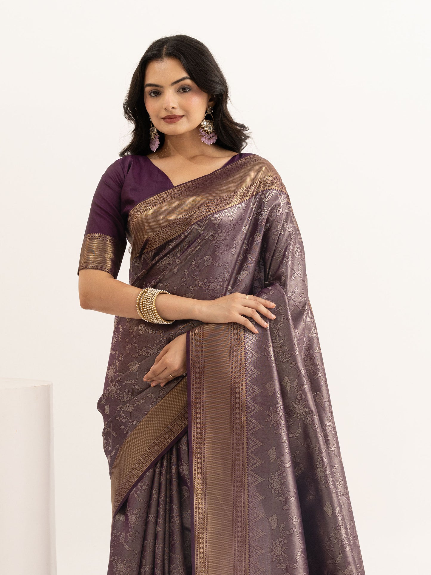Deep Mauve Kanjivaram Silk Saree