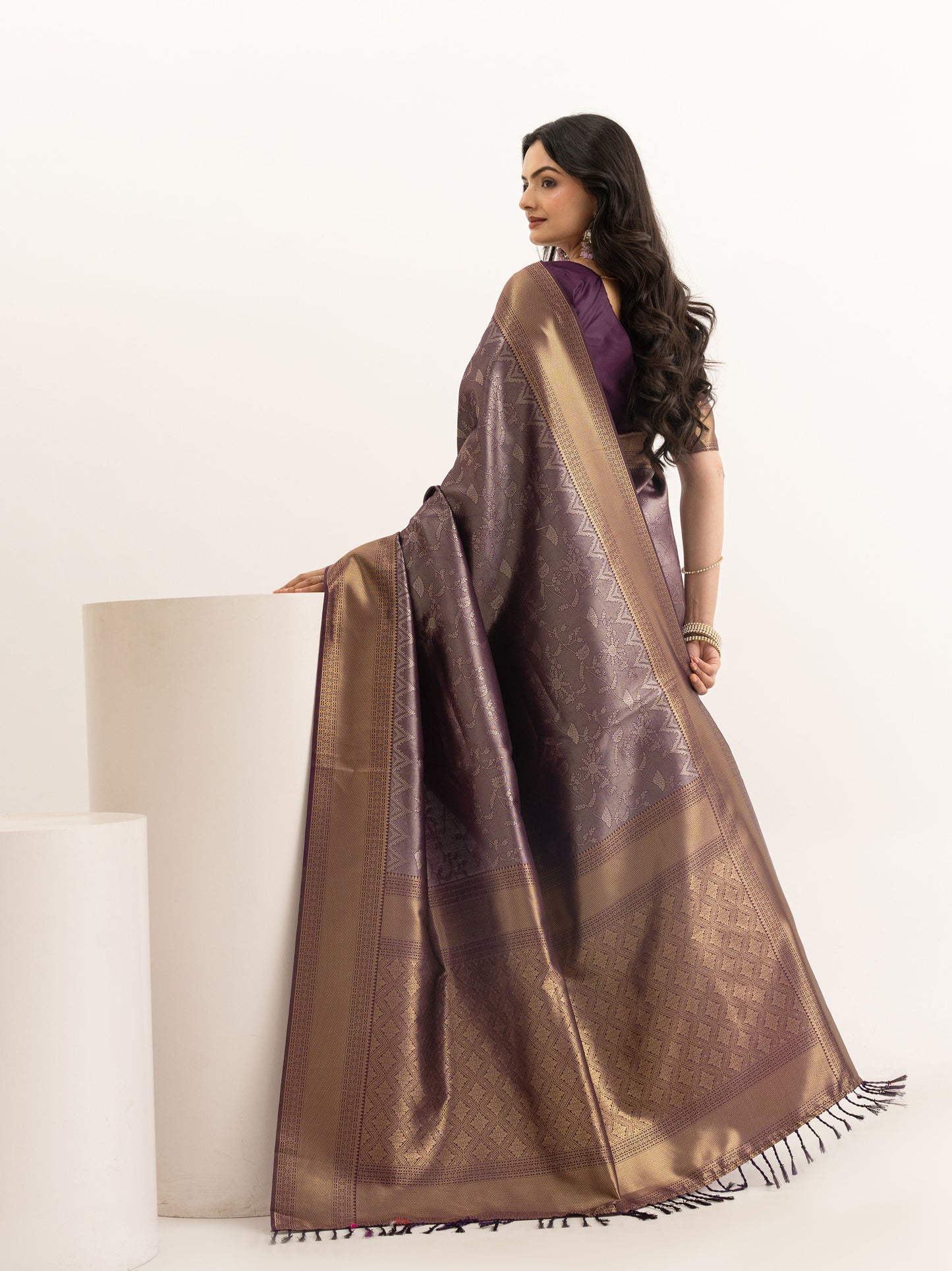 Deep Mauve Kanjivaram Silk Saree