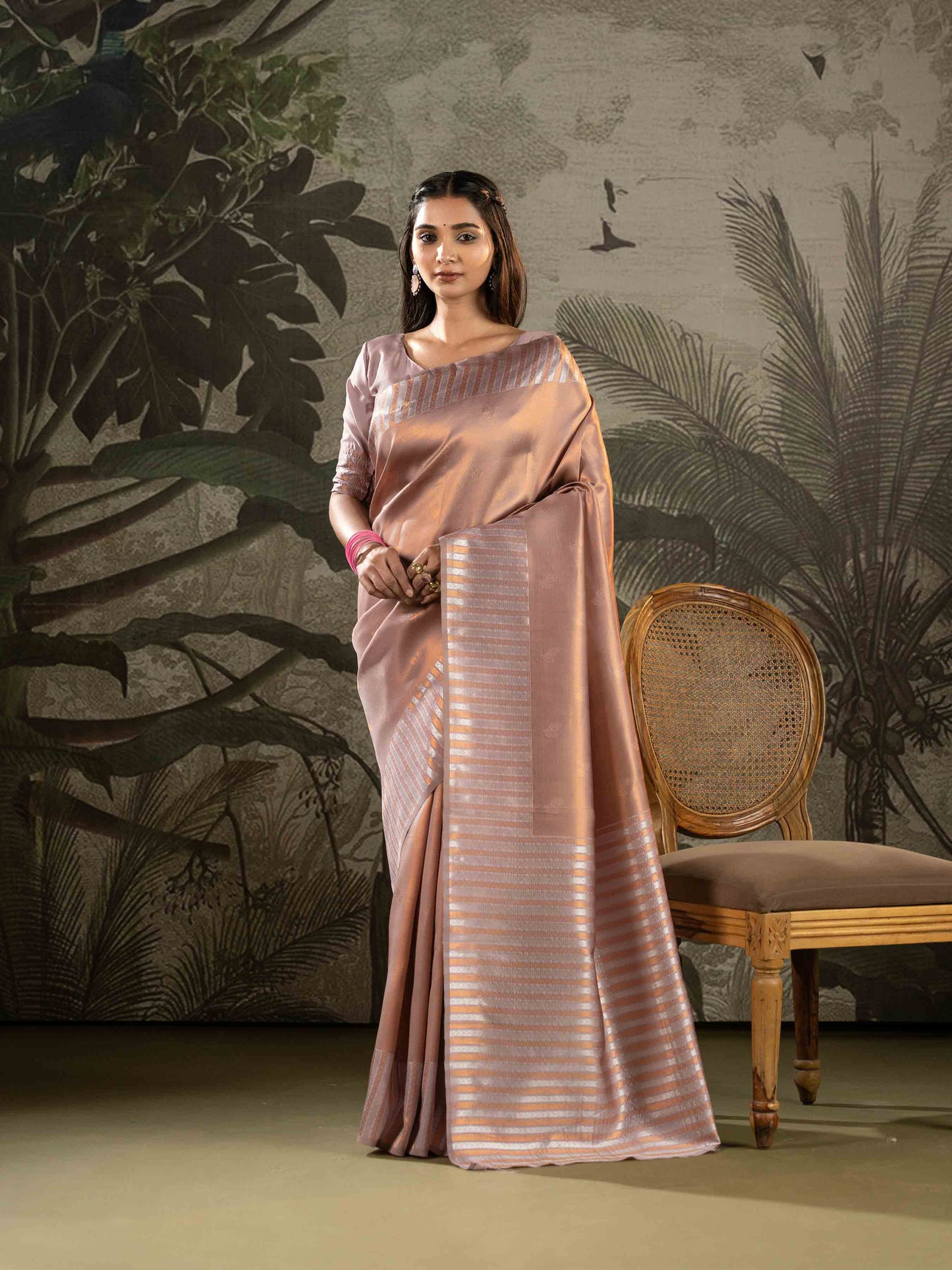 Blush Pink Tissue Silk Saree