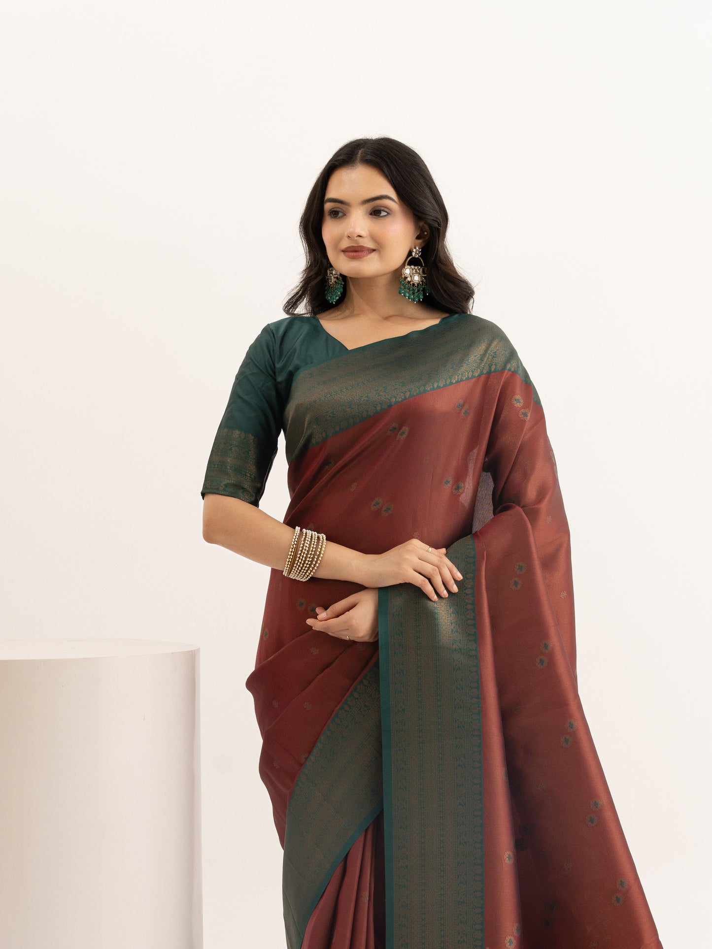 Garnet Grove Kanjivaram Silk Saree