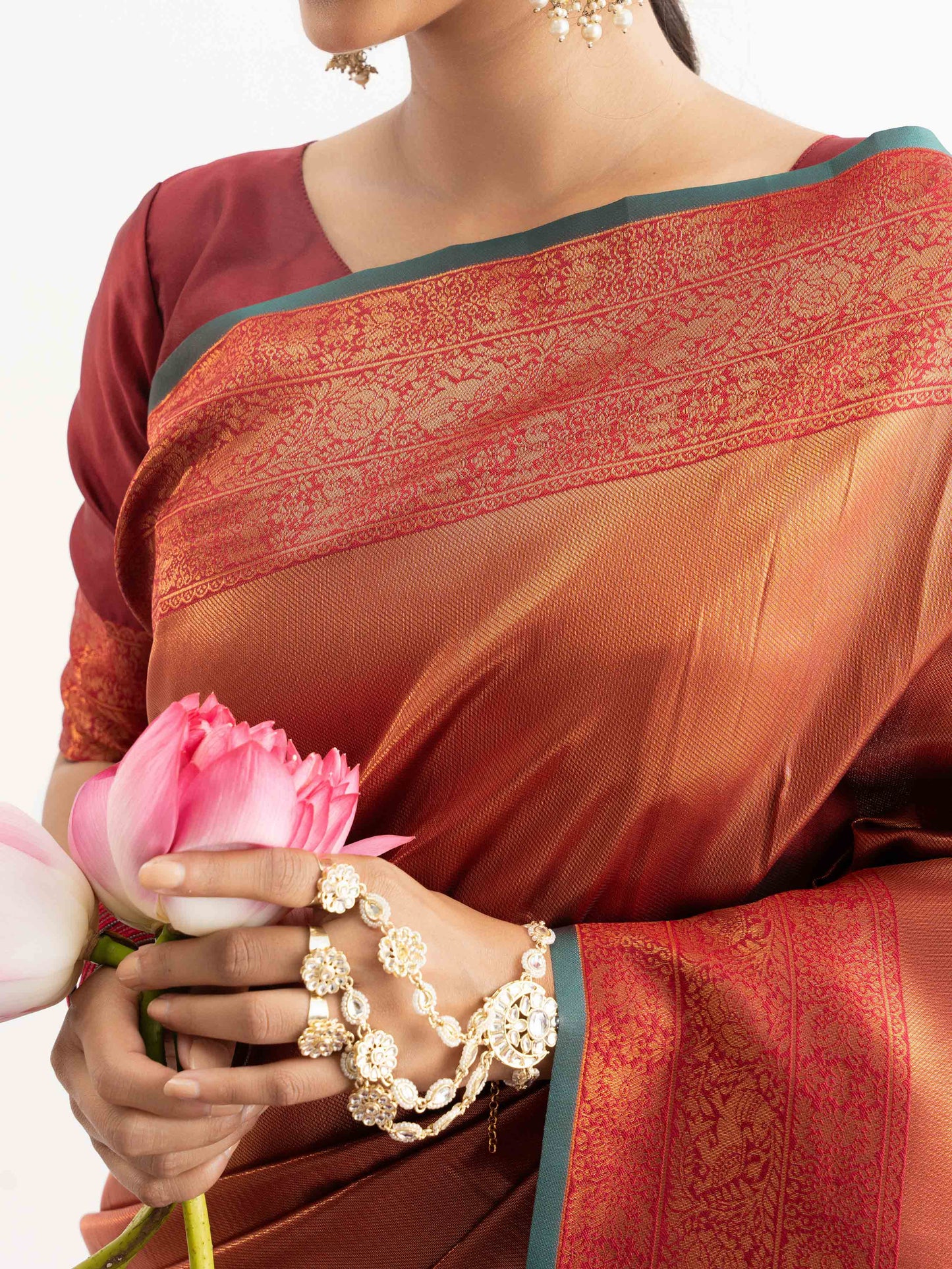 Rust Orange Kanjivaram Silk Saree