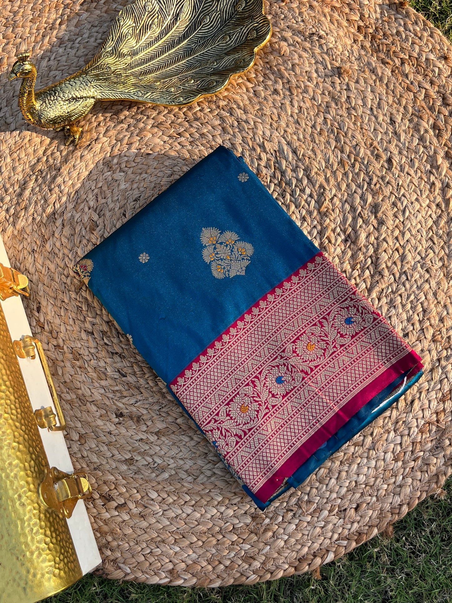 Royal Blue Zari Woven Soft Silk Saree