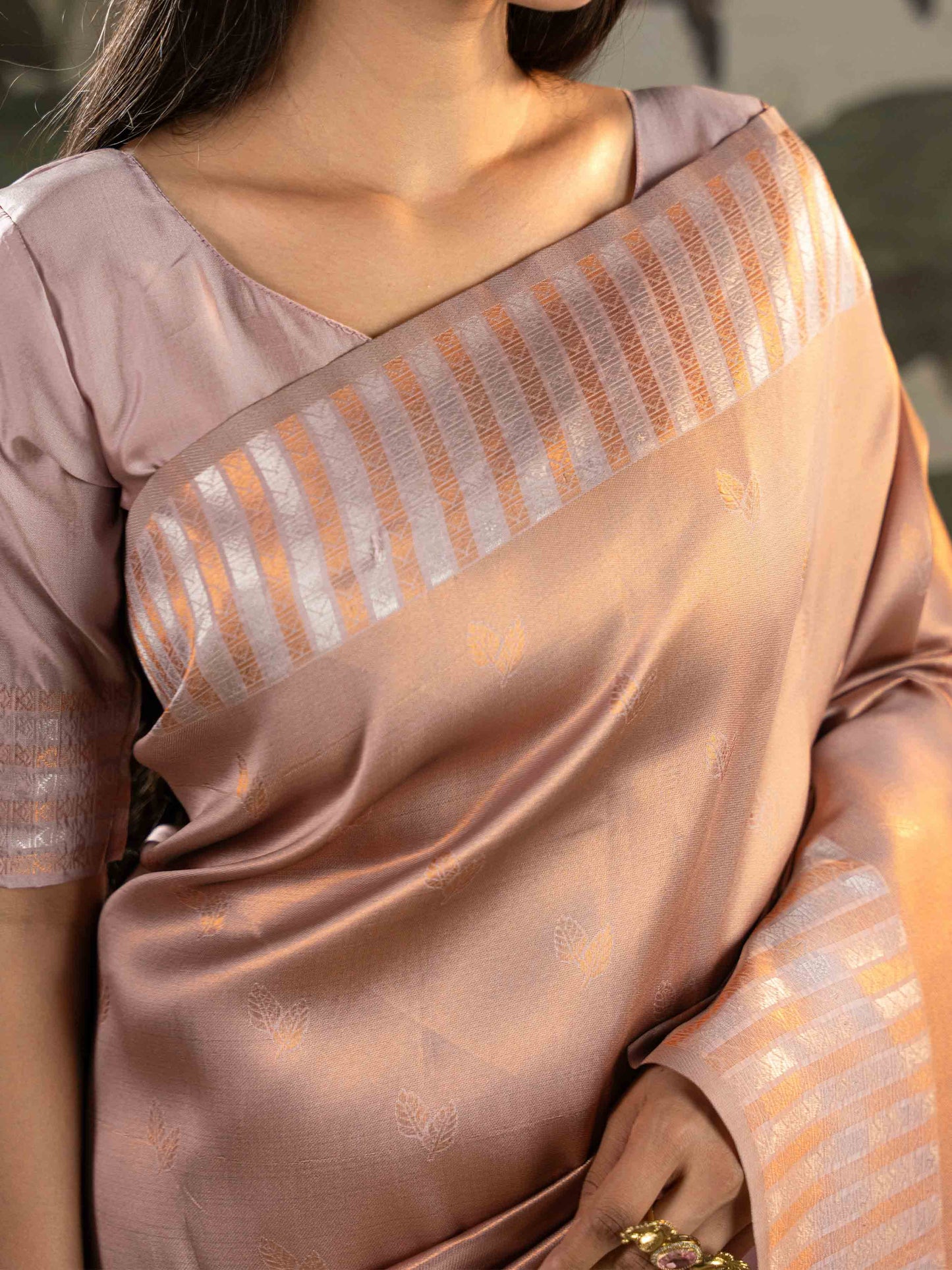 Blush Pink Tissue Silk Saree