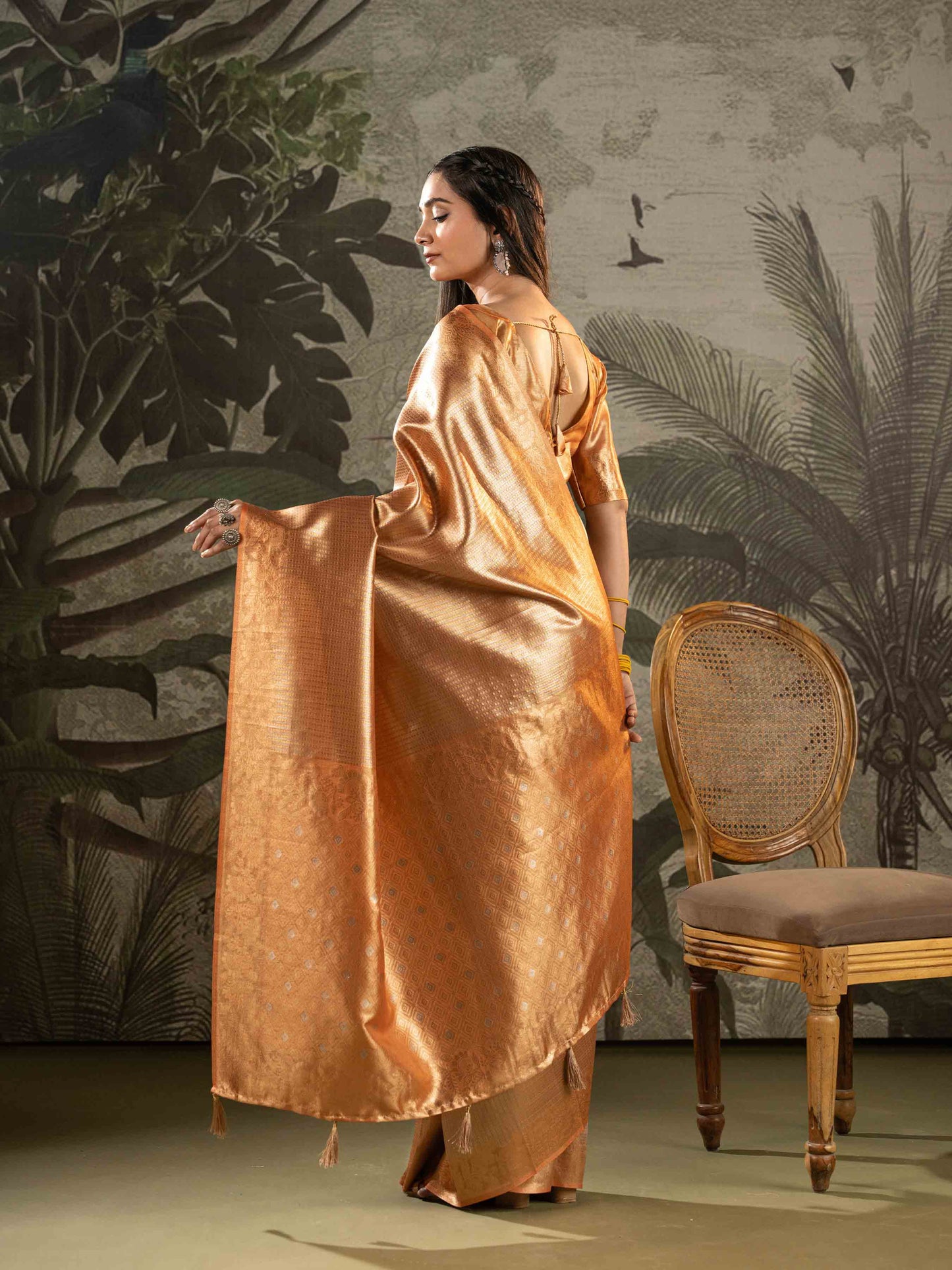 Champagne Gold Tissue Silk Saree