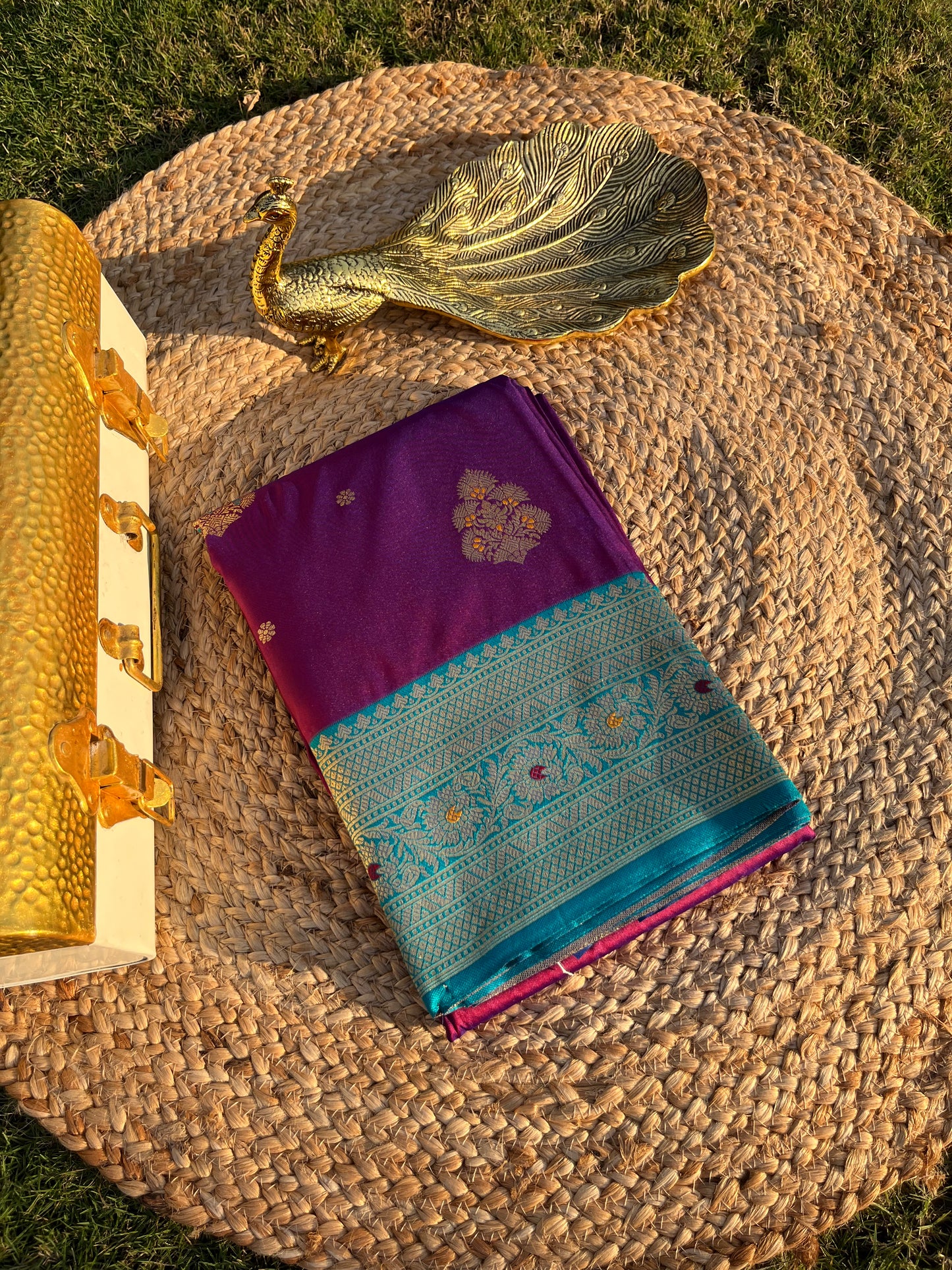 Deep Purple Zari Woven Banrasi Saree