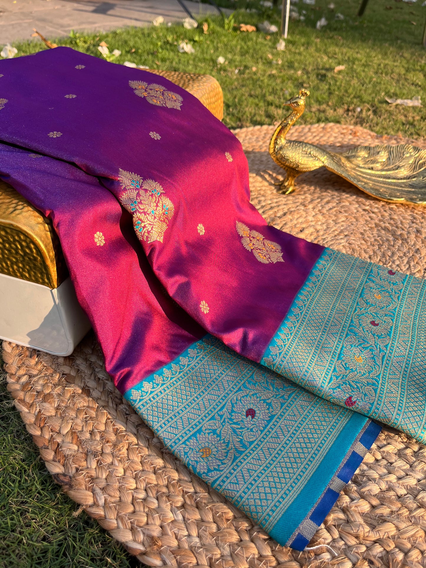 Deep Purple Zari Woven Banrasi Saree