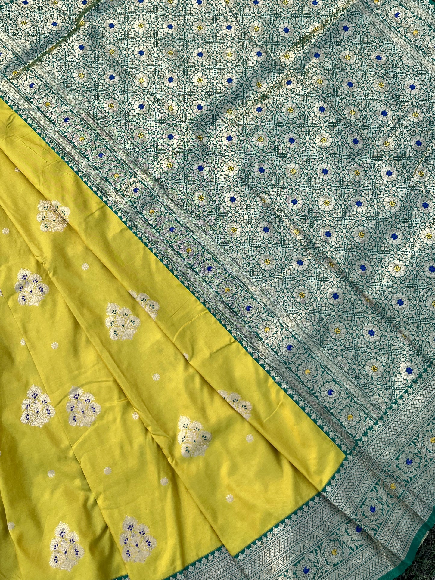 Lime Yellow Zari Woven Soft Silk Saree