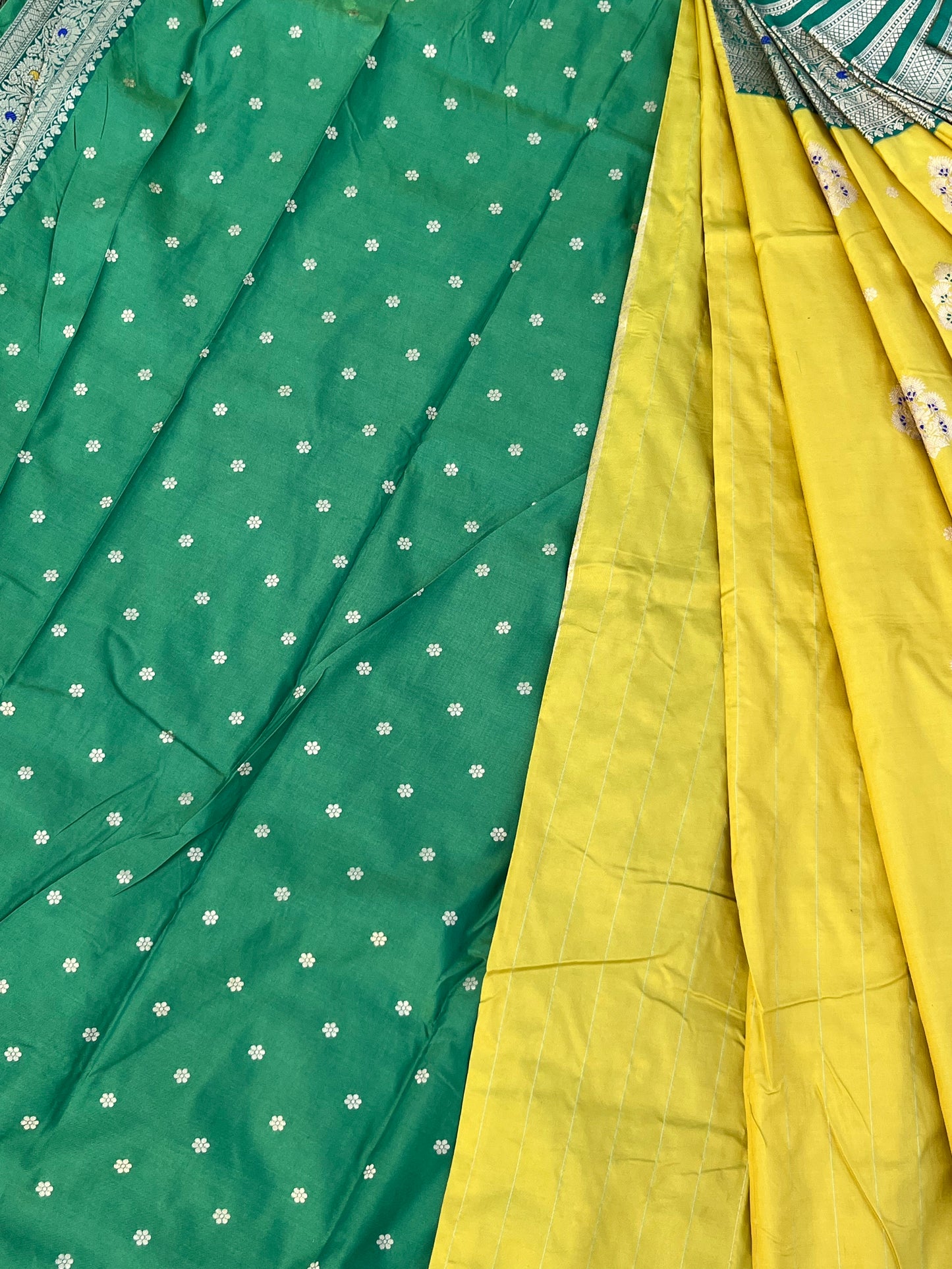 Lime Yellow Zari Woven Soft Silk Saree