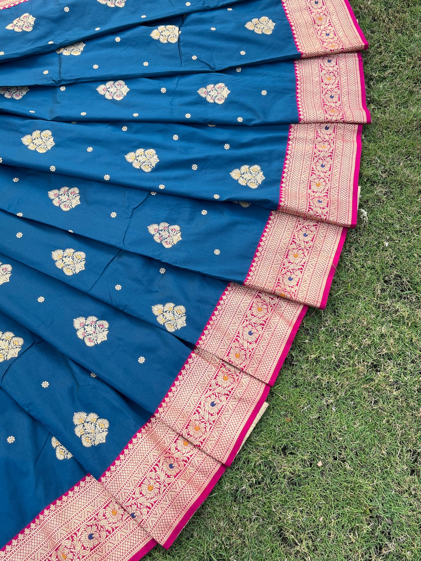 Deep Blue Zari Woven Soft Silk Saree