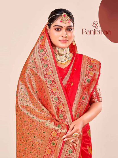 Red Banarasi Zari Woven Katan Silk Saree