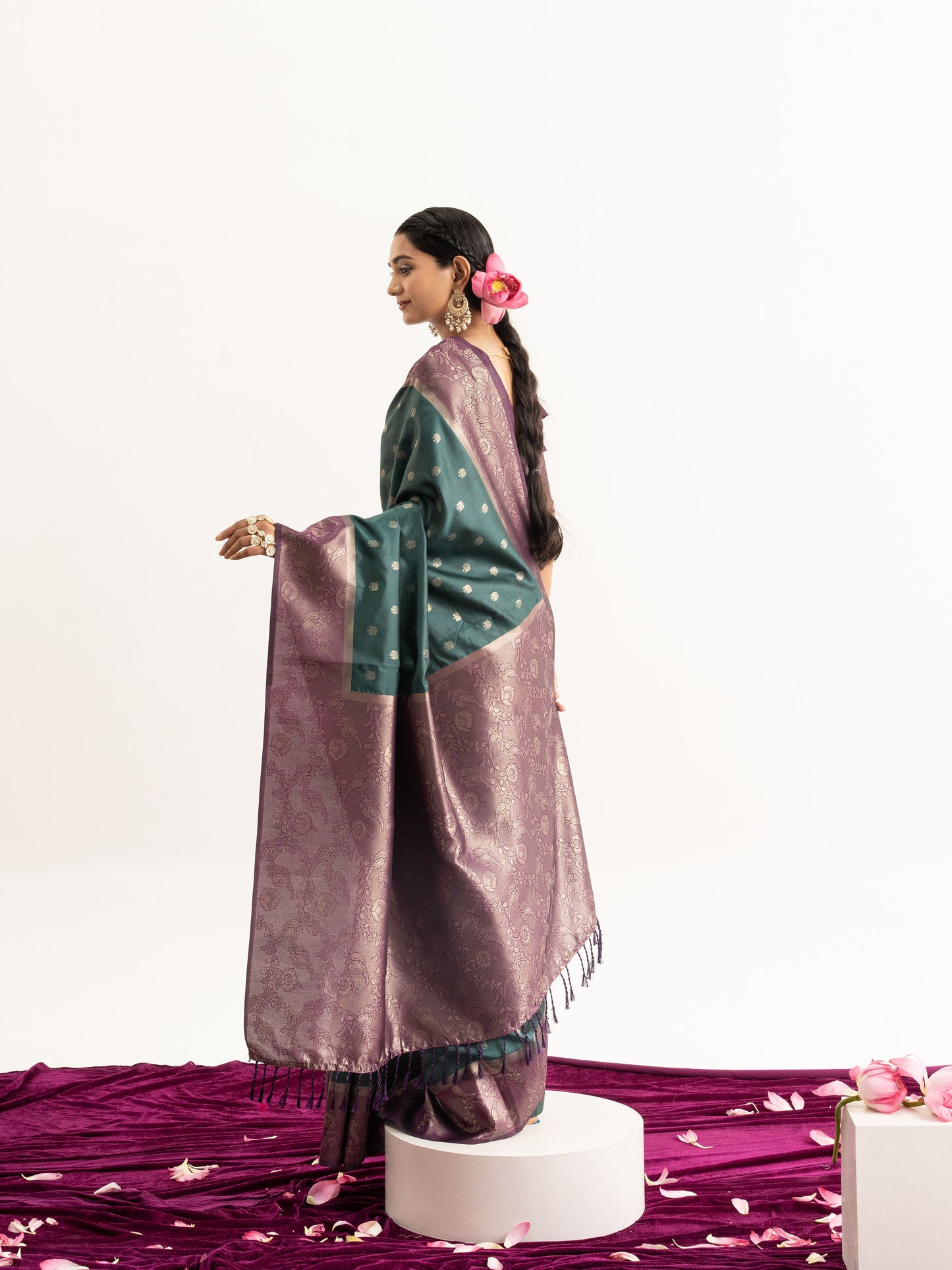 Teal Green Kanjivaram Silk Saree