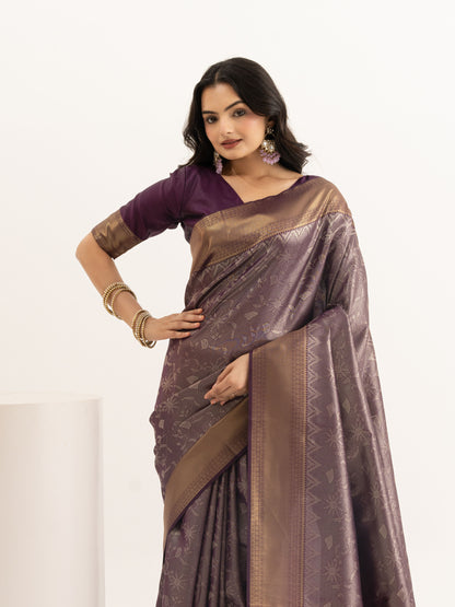 Deep Mauve Kanjivaram Silk Saree