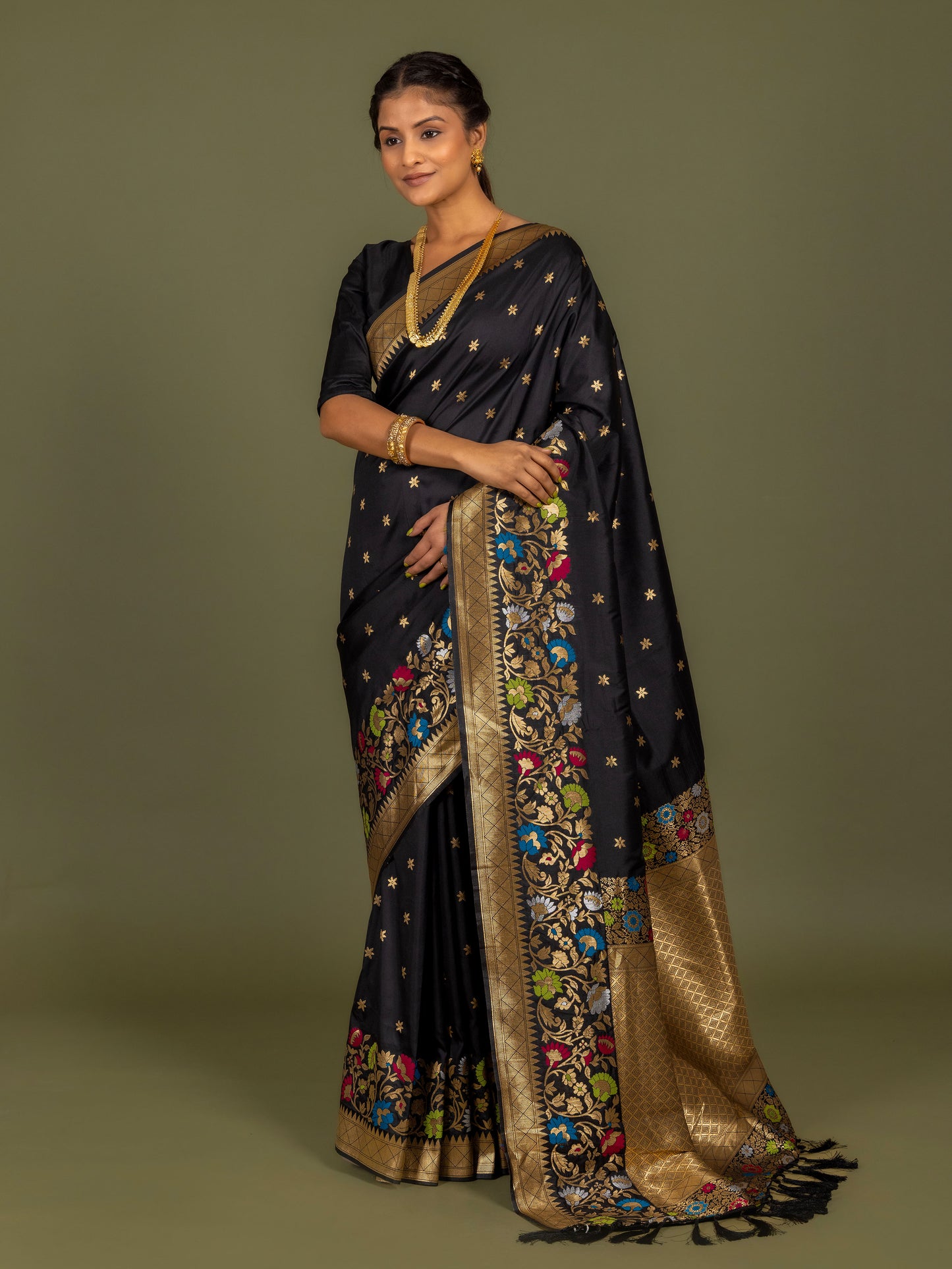 Z Black Banarasi Katan Silk Saree