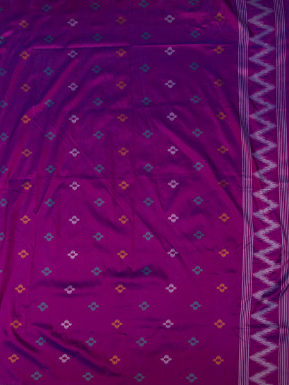 Blue And Purple Pochampalli Ikat Silk Saree