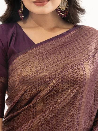 Majenta Brown Kanjivaram Silk Saree